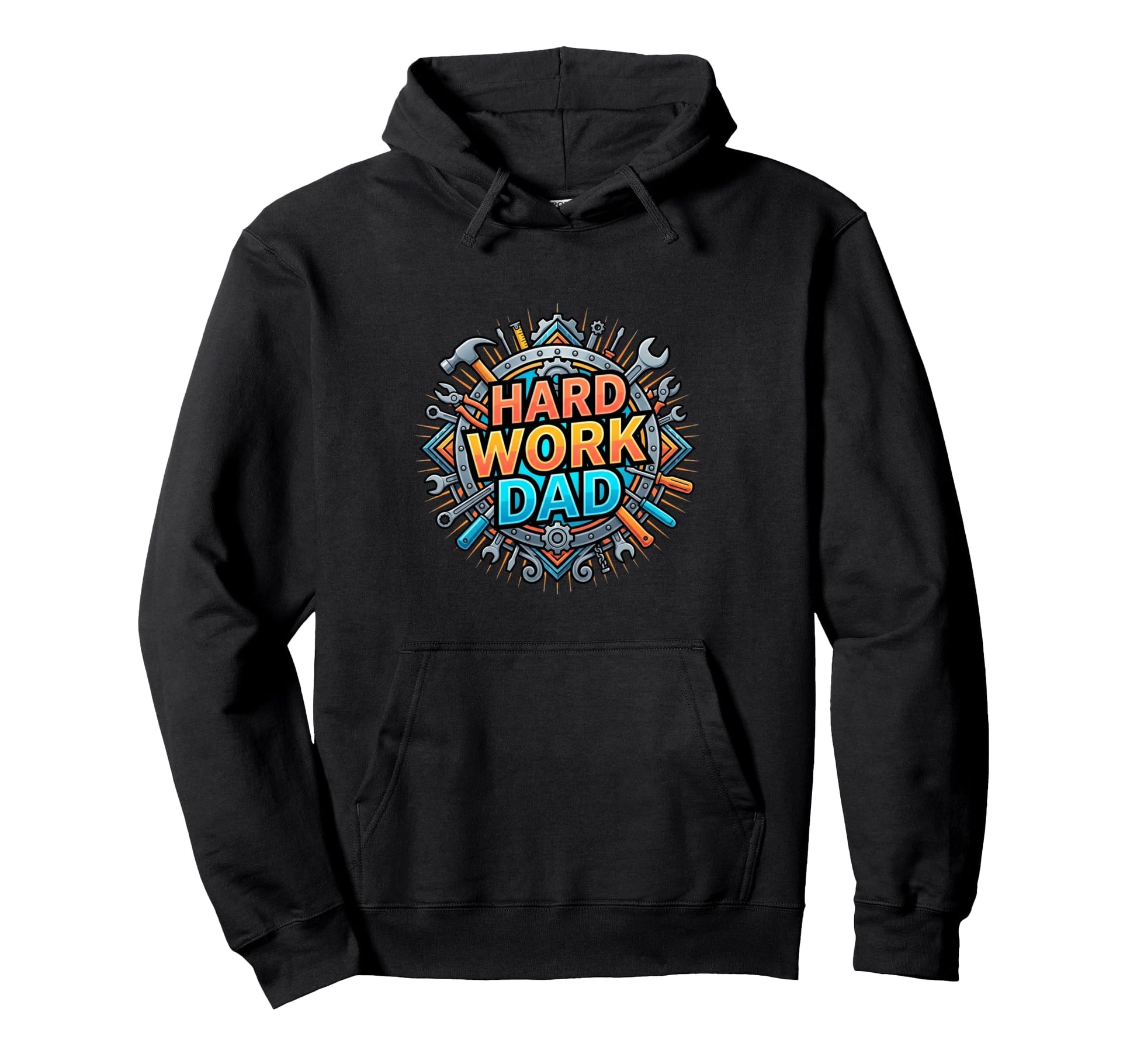 Hard Work Dad Tool Gear Emblem Hoodie - Casual Everyday Wear Men Women - T-Shirt, Sweatshirt, Hoodie