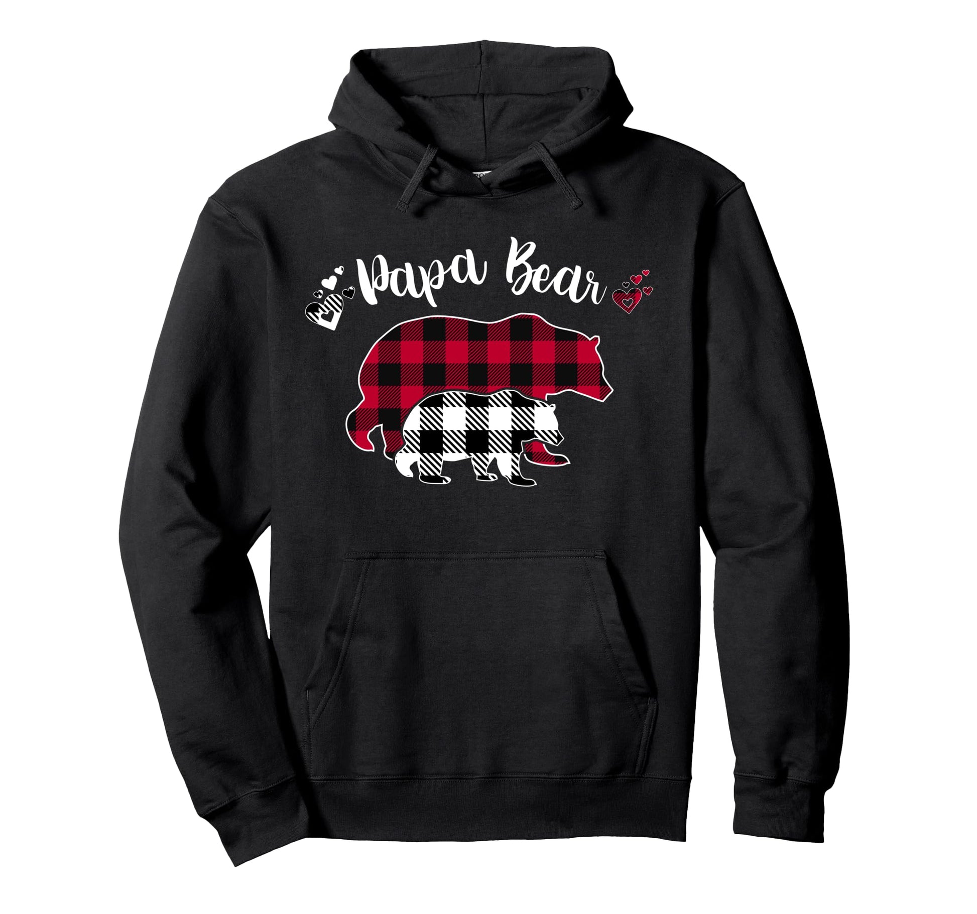Papa Bear Bear Pajama Grey Red Buffalo Hoodie - Unique Graphic Men Women - T-Shirt, Sweatshirt, Hoodie