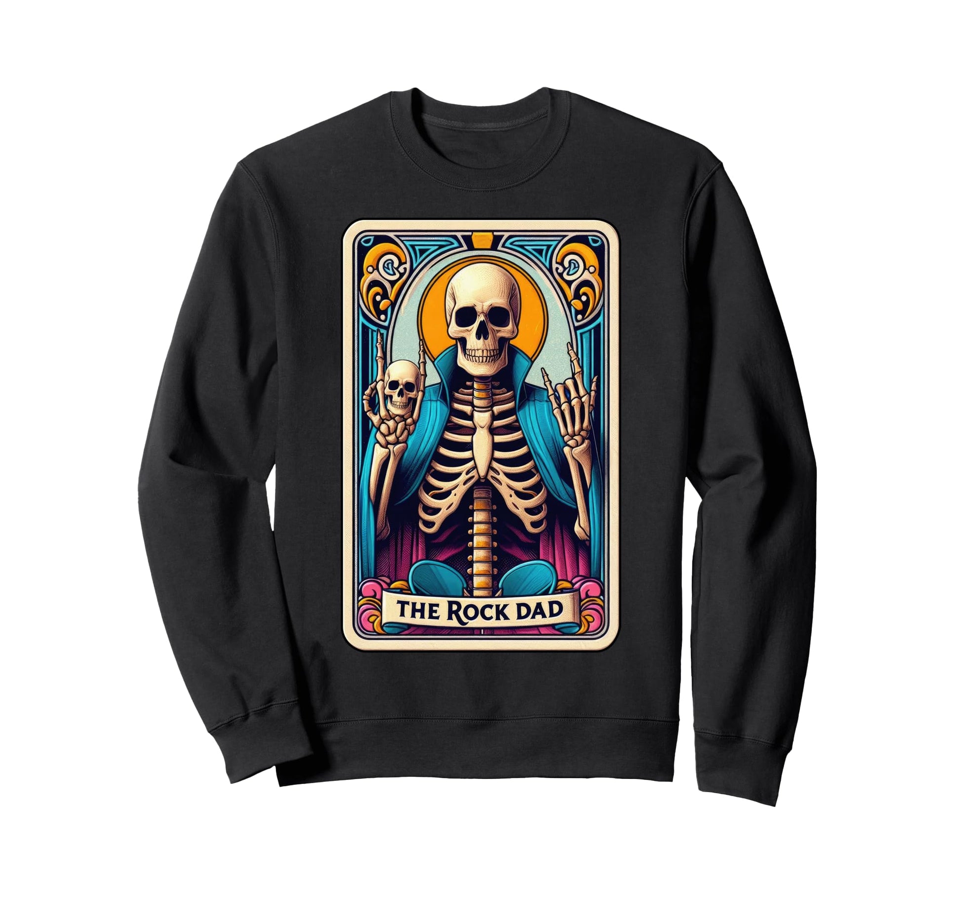 Rock Band Dad Tarot Card Skeleton Sweatshirt - Graphic Print Unisex - T-Shirt, Sweatshirt, Hoodie