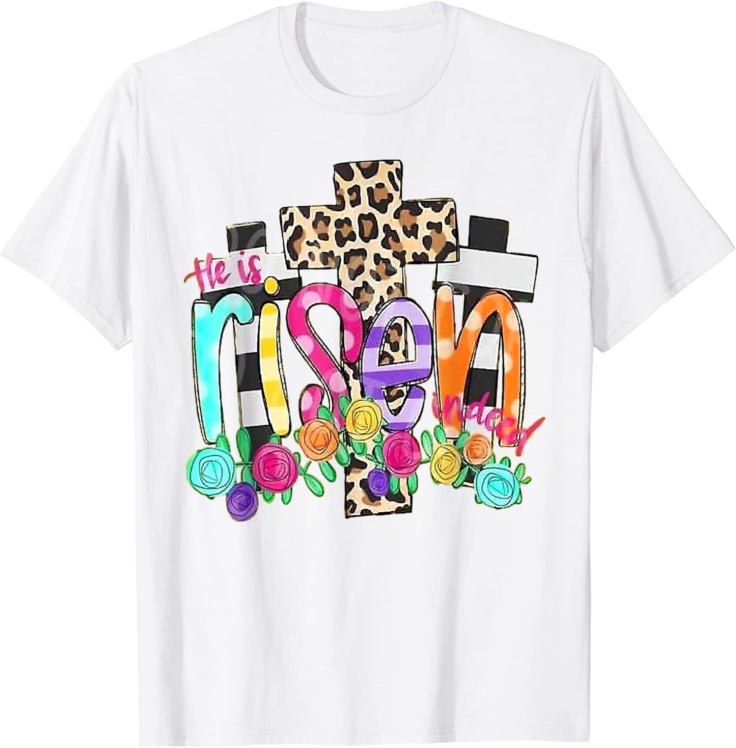 He Is Risen Leopard Cross Christian Jesus Unisex T-shirt, Sweatshirt, Hoodie, Long Sleeve Tee - T-Shirt, Sweatshirt, Hoodie