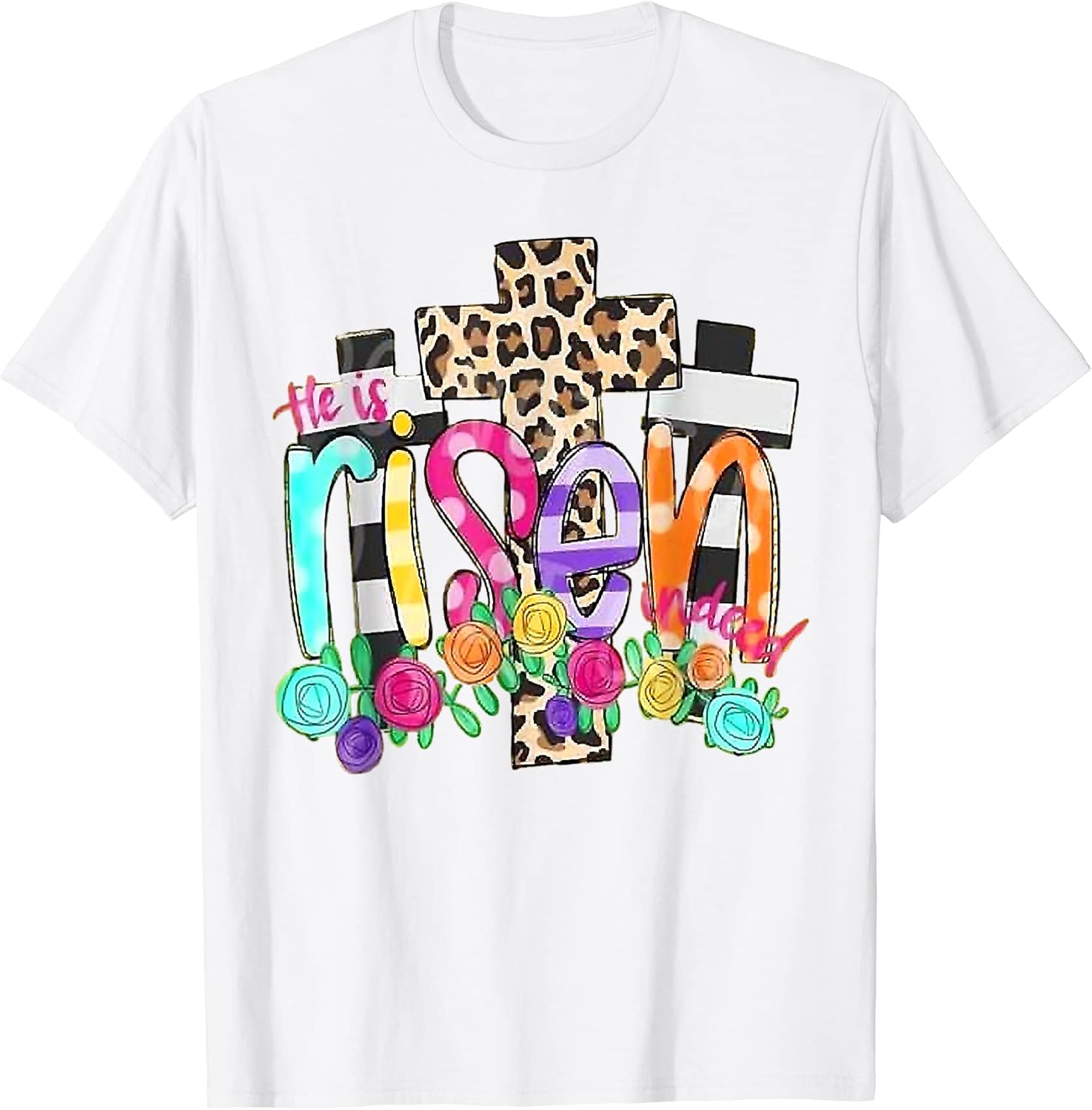 He Is Risen Leopard Cross Christian Jesus Unisex T-shirt, Sweatshirt, Hoodie, Long Sleeve Tee - T-Shirt, Sweatshirt, Hoodie