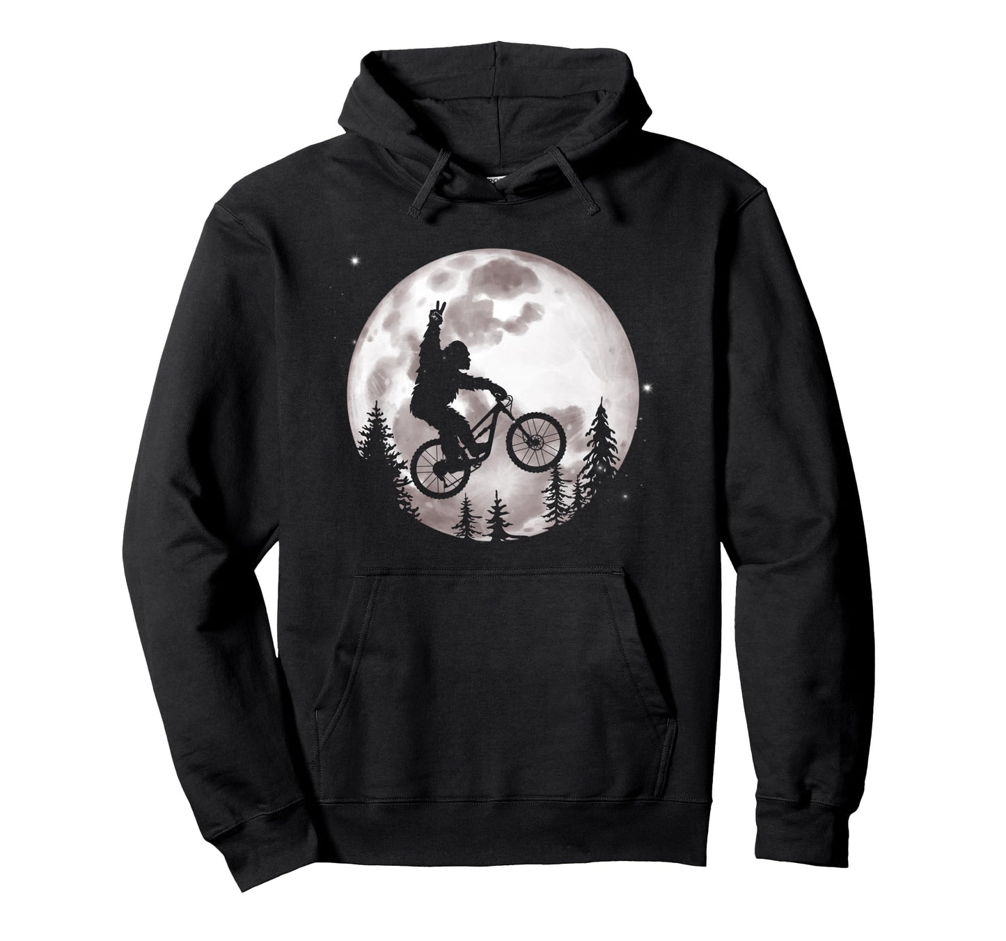 Bigfoot Mountain Bike Moon Funny Biking Hoodie - Unique Graphic Men Women - T-Shirt, Sweatshirt, Hoodie