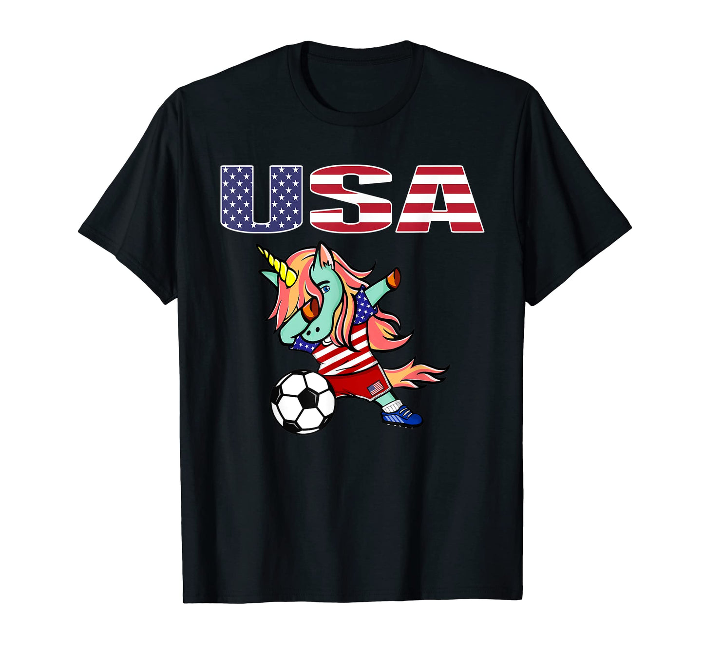 Dabbing Green Unicorn America Soccer T-Shirt - Novelty Apparel Men Women - T-Shirt, Sweatshirt, Hoodie