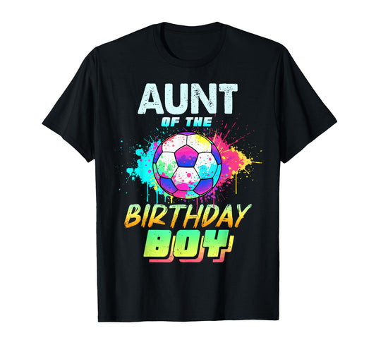 Aunt Birthday Soccer Ball Colorful T-Shirt - Custom Art Print for Adults - T-Shirt, Sweatshirt, Hoodie