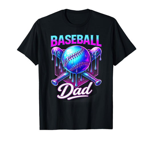 Baseball Dad Ice Cream Drip Theme T-Shirt - Trendy Graphic for Adults - T-Shirt, Sweatshirt, Hoodie