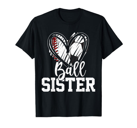 Ball Sister Heart Baseball Soccer Ball Hoodie - Unique Graphic for Adults - T-Shirt, Sweatshirt, Hoodie