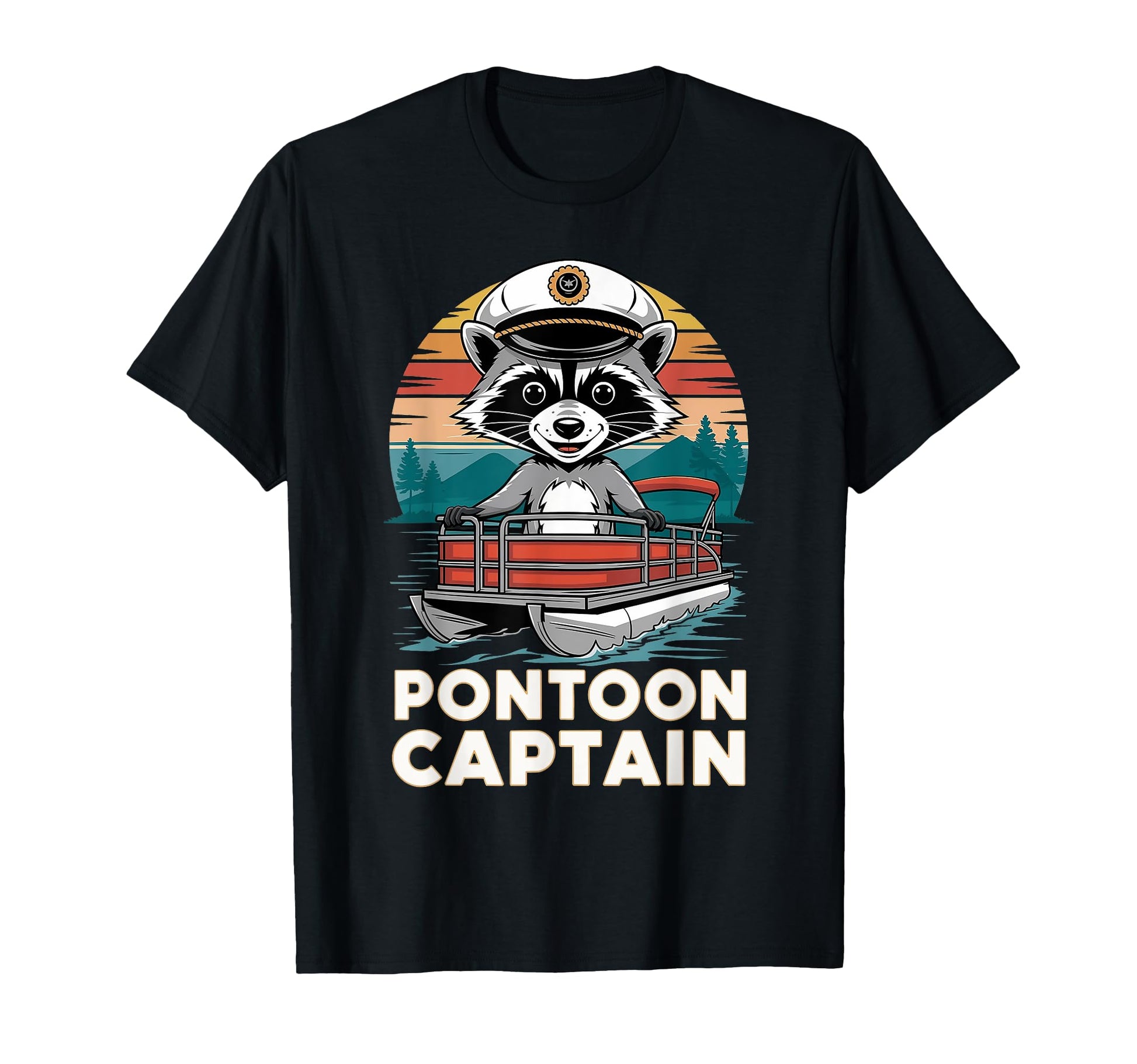 Pontoon Captain Raccoon Funny T-Shirt - Aesthetic Graphic for Adults - T-Shirt, Sweatshirt, Hoodie