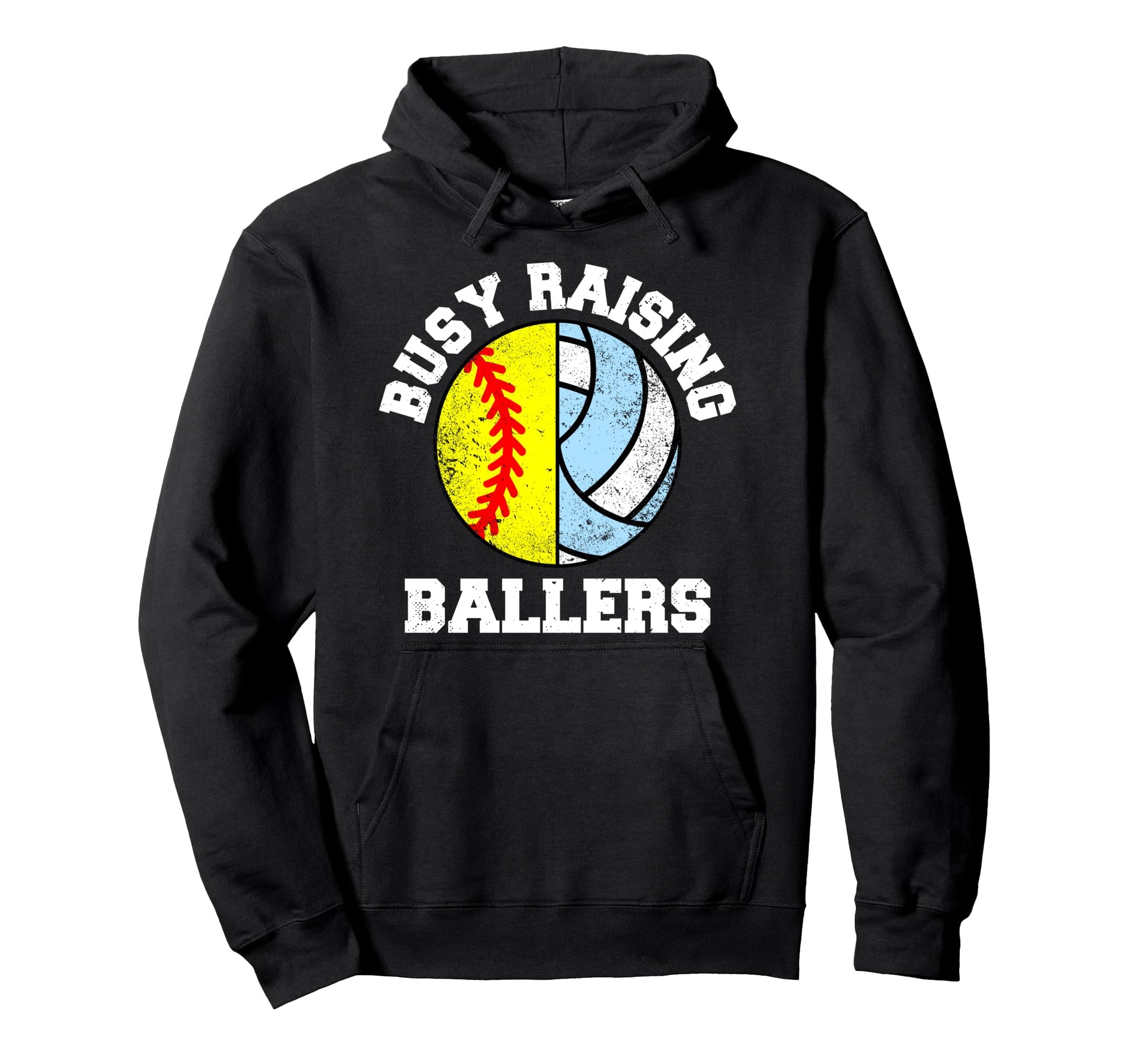 Busy Raising Ballers Funny Softball Hoodie - Novelty Apparel Men Women - T-Shirt, Sweatshirt, Hoodie