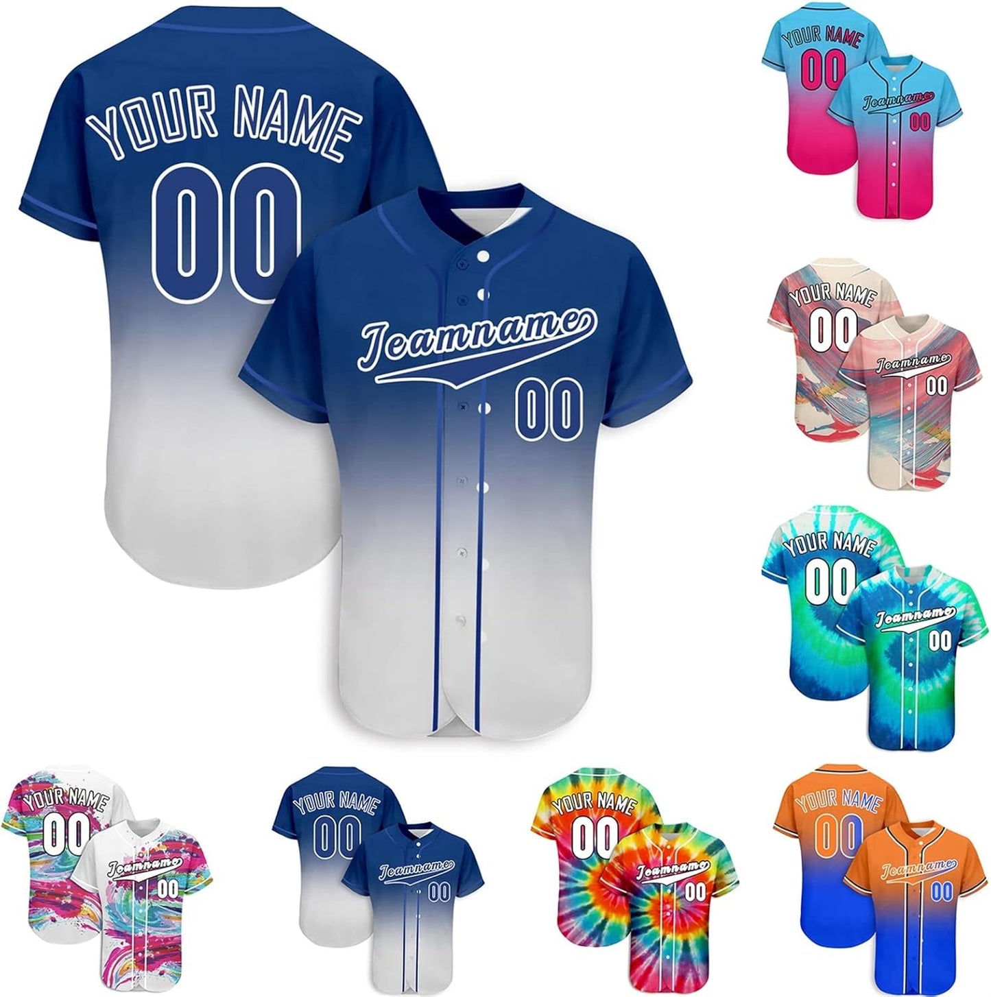 Custom Baseball Jersey Men Button Down Personalized Tee Shirt Sports Fans Print Name Numbers for Women/Kids baseball jersey product view 1