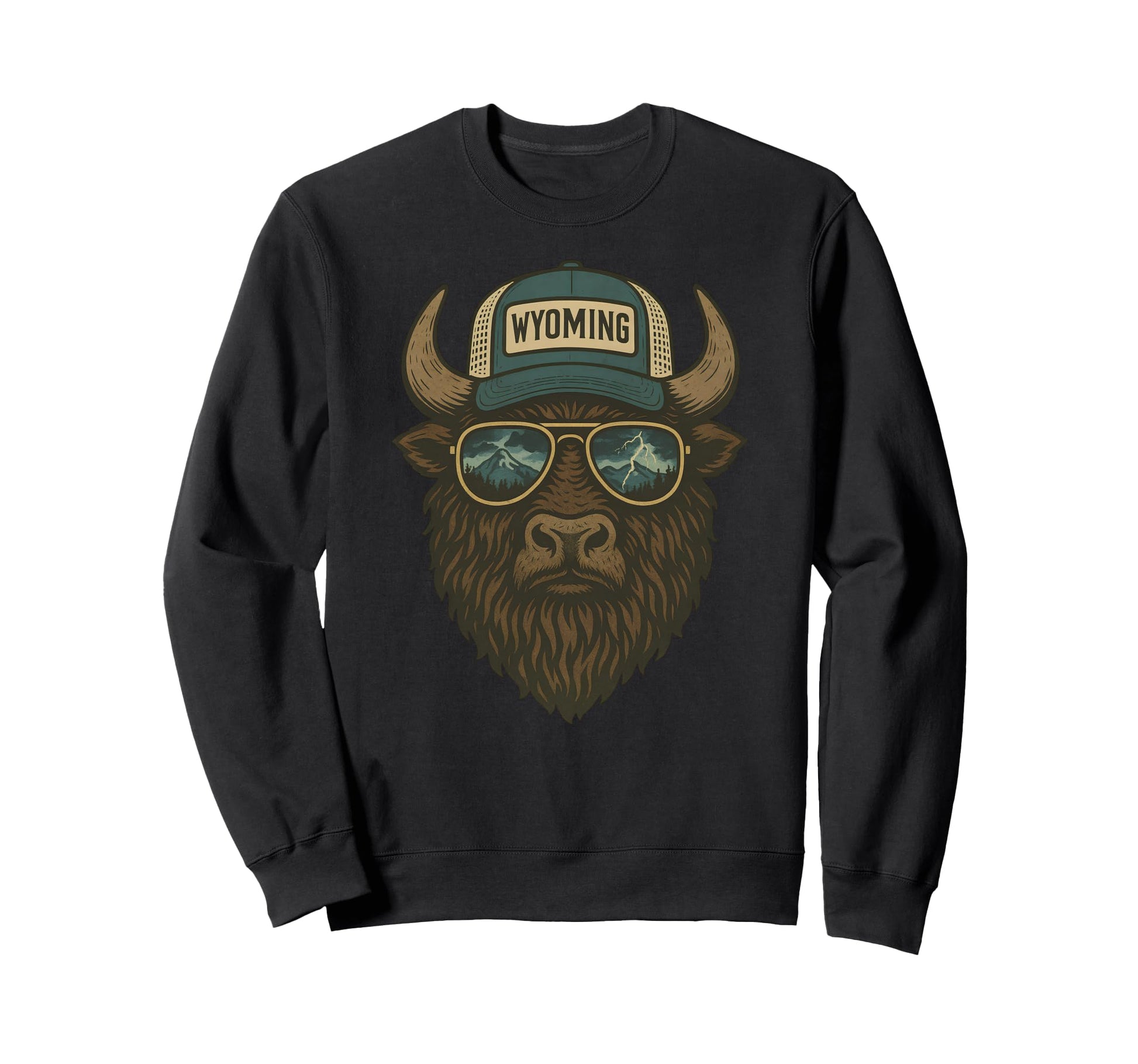 Wyoming Bison Trucker Hat Western Sweatshirt - Aesthetic Graphic Men Women - T-Shirt, Sweatshirt, Hoodie
