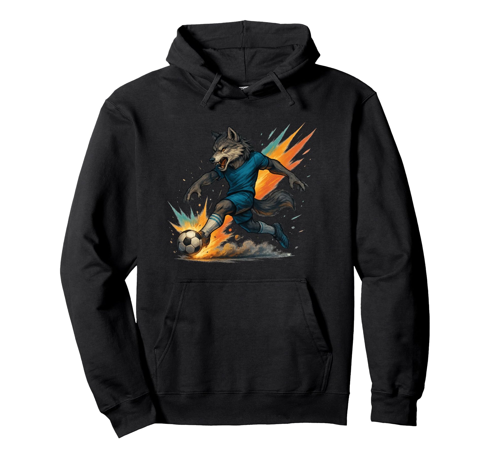 Fierce Soccer Wolf Power Kick Hoodie - Streetwear Style Men Women - T-Shirt, Sweatshirt, Hoodie