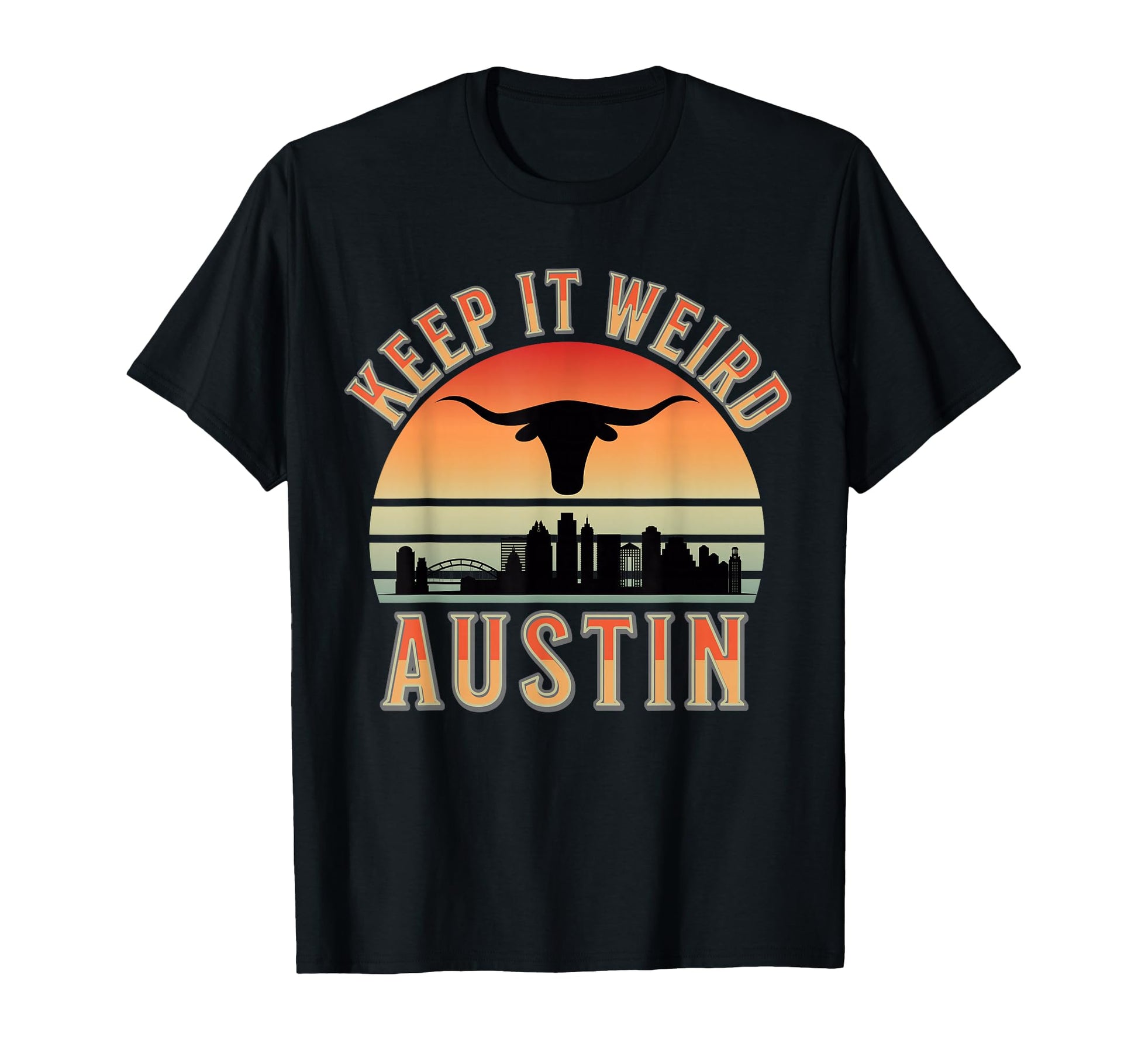 Stigmota Keep It Weird Austin Black T-Shirt - Unique Graphic for Adults - T-Shirt, Sweatshirt, Hoodie
