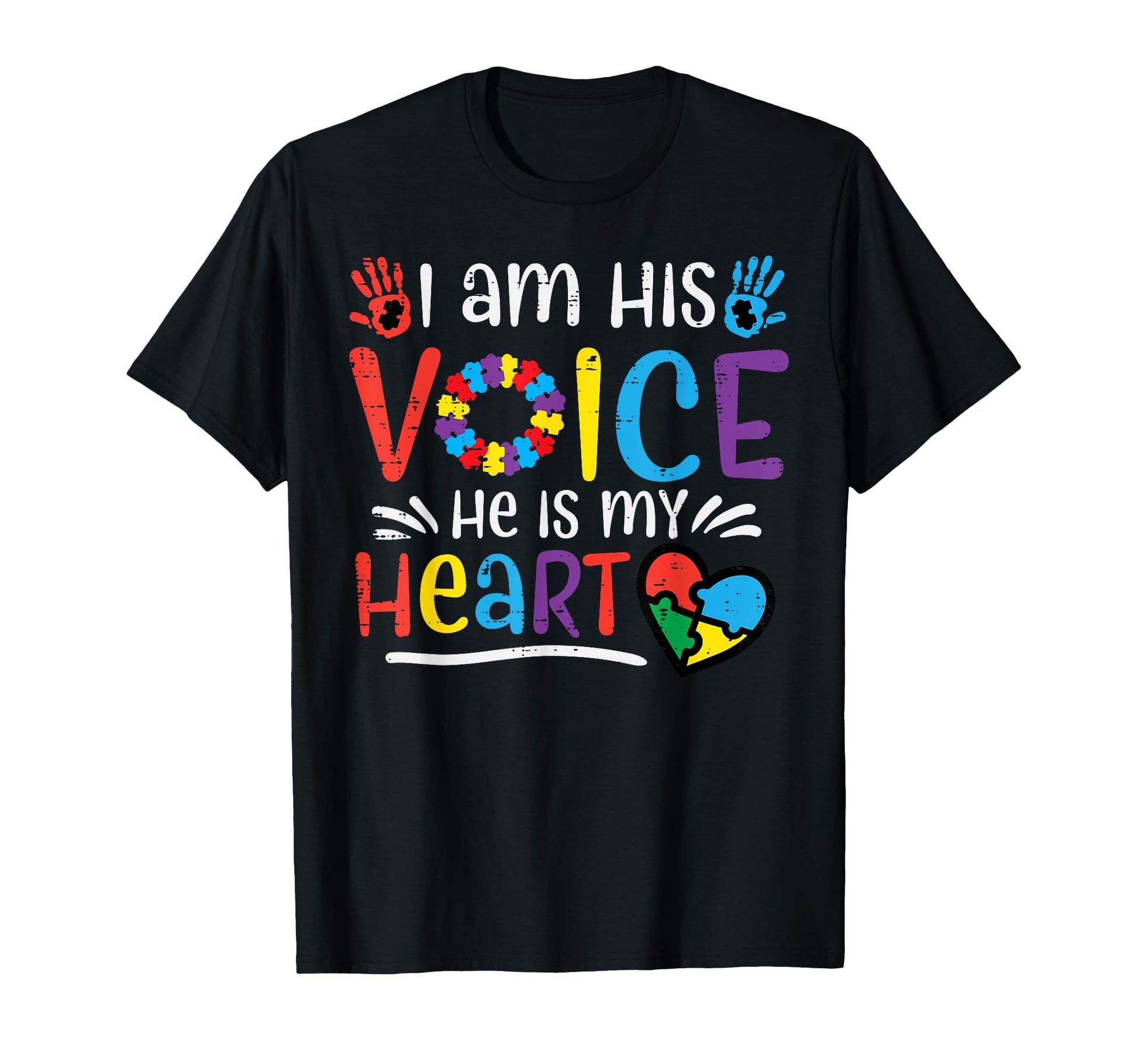I Am His Voice He Is My Heart Autism T-Shirt - Custom Art Print Men Women - T-Shirt, Sweatshirt, Hoodie