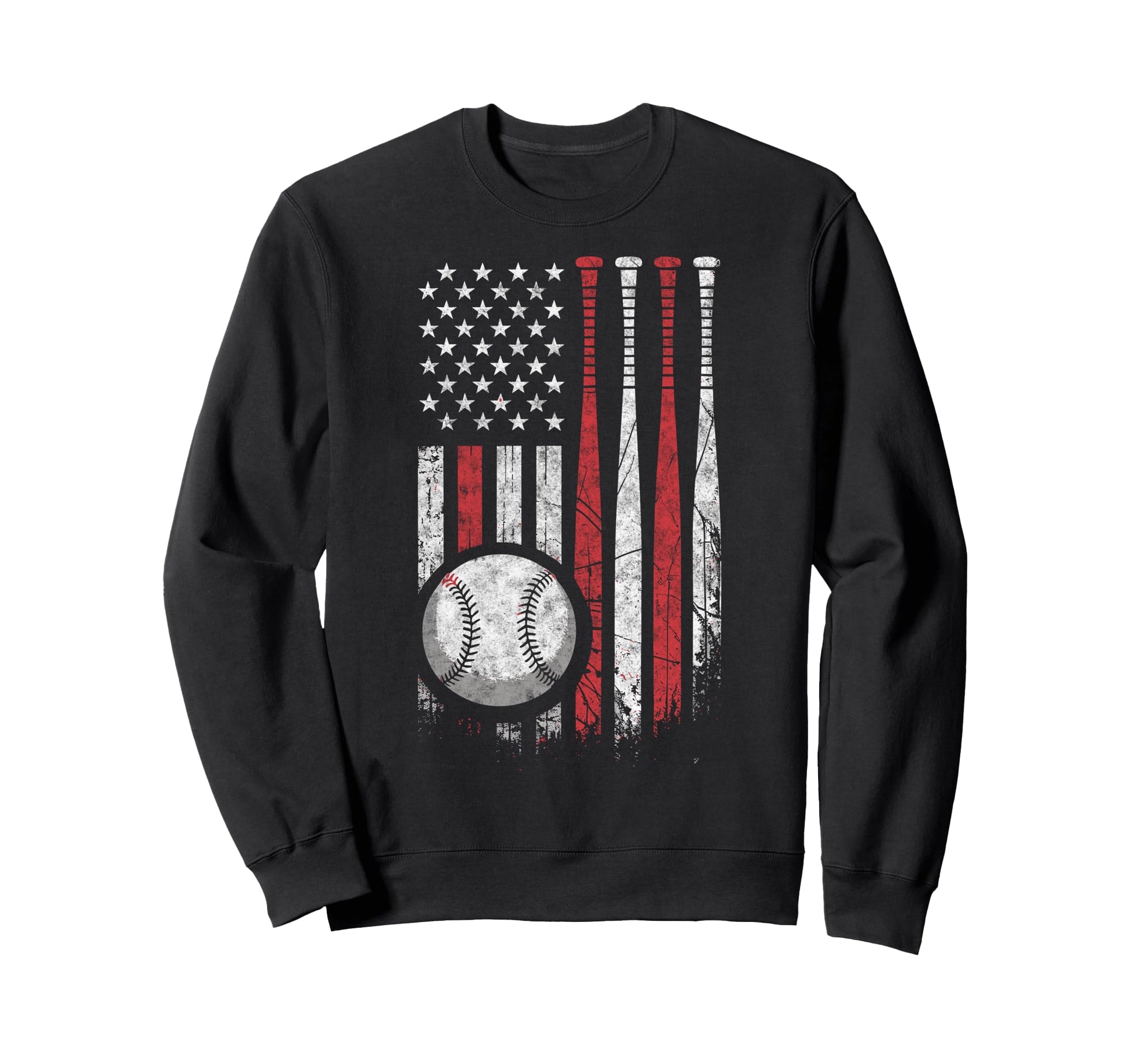 Baseball Us Flag Baseball Lover Dad Sweatshirt - Graphic Print Unisex - T-Shirt, Sweatshirt, Hoodie