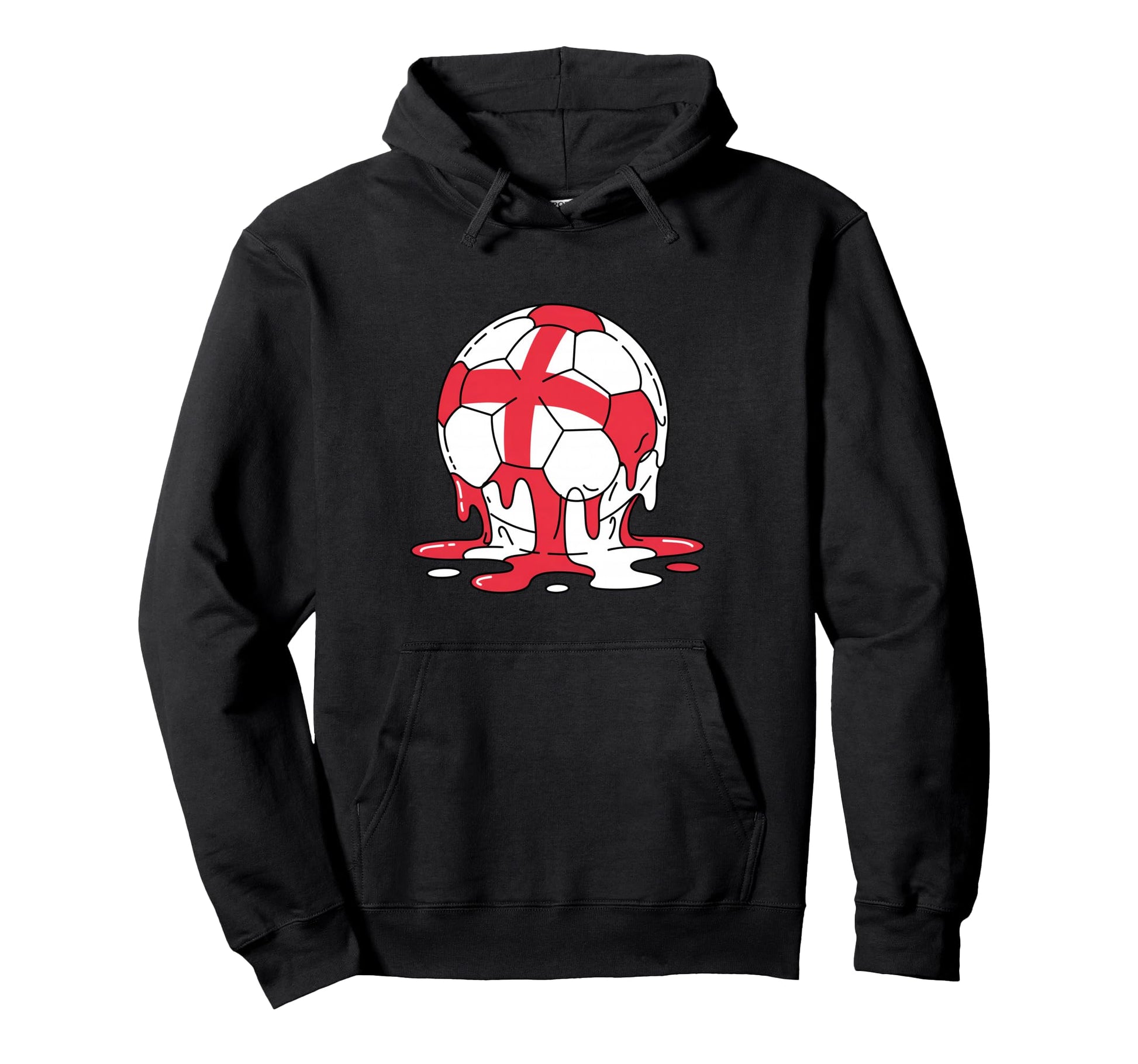England Flag Soccer Ball Drippy Soccer Hoodie - Unique Graphic for Adults - T-Shirt, Sweatshirt, Hoodie
