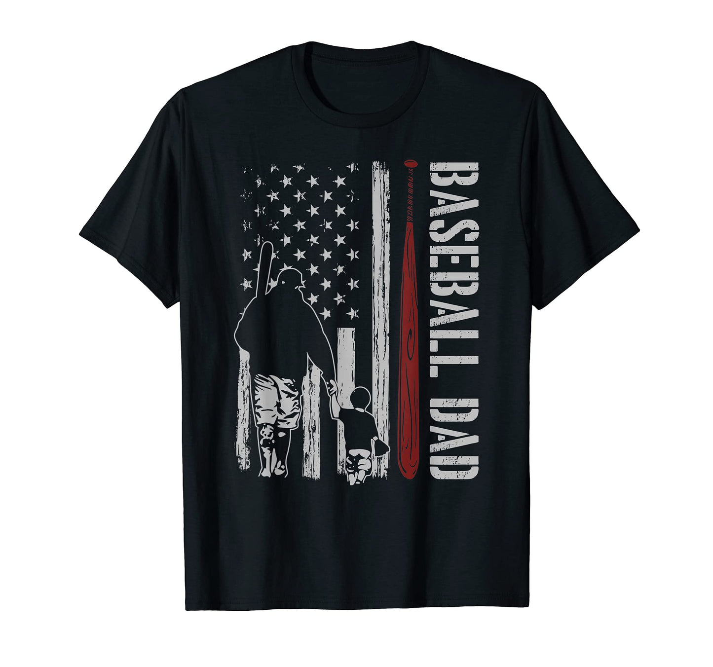 Mens Baseball Dad Daddy American Flag T-Shirt - Custom Art Print Men Women - T-Shirt, Sweatshirt, Hoodie