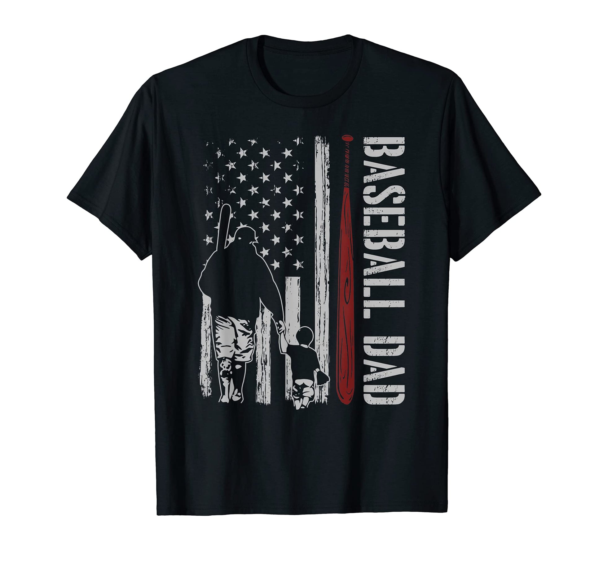 Mens Baseball Dad Daddy American Flag T-Shirt - Custom Art Print Men Women - T-Shirt, Sweatshirt, Hoodie