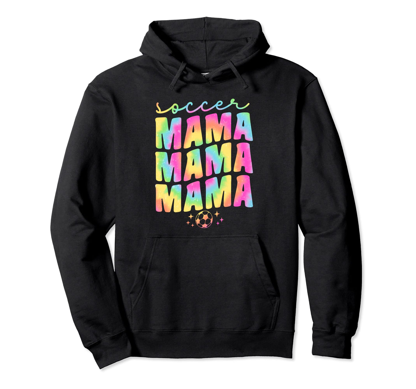 Soccer Mama Mom Tie Dye Groovy Cheer Hoodie - Custom Art Print for Adults - T-Shirt, Sweatshirt, Hoodie