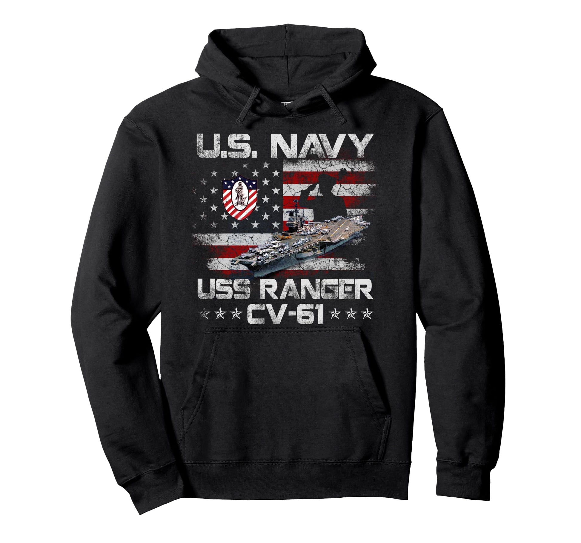 Uss Ranger Cv 61 Veteran Patriotic Hoodie - Novelty Apparel Unisex - T-Shirt, Sweatshirt, Hoodie