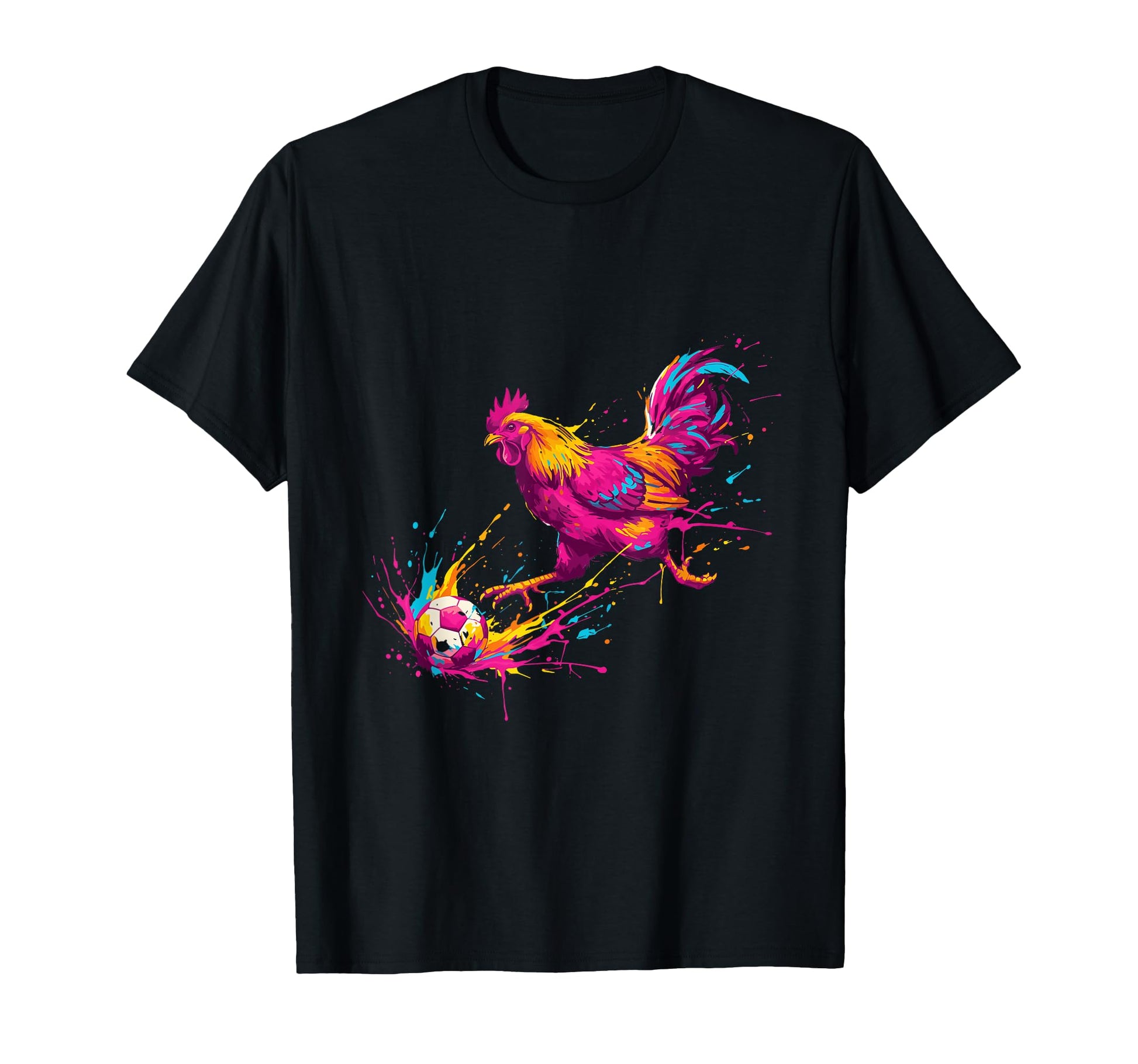 Soccer Player Chicken Art Paint Splatter T-Shirt - Minimalist Print Unisex - T-Shirt, Sweatshirt, Hoodie