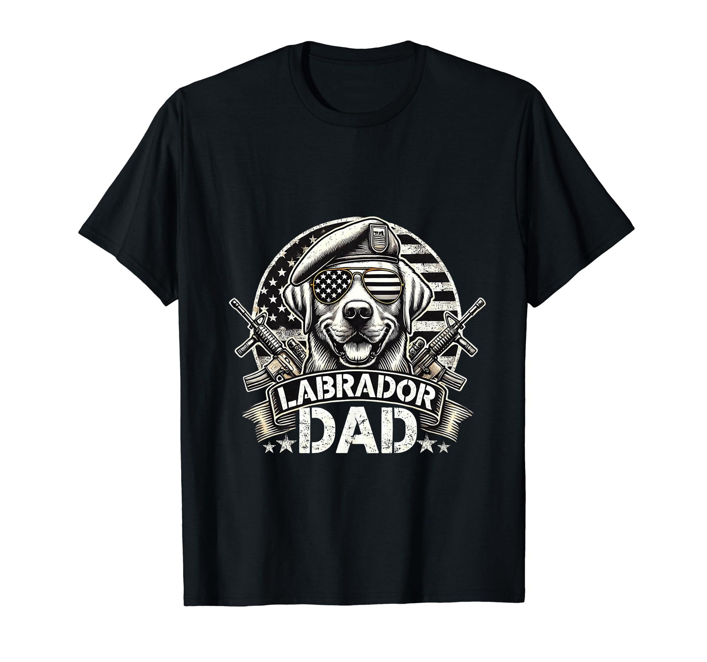 Labrador Dad K9 Military Gear Us Flag T-Shirt - Novelty Apparel for Adults - T-Shirt, Sweatshirt, Hoodie