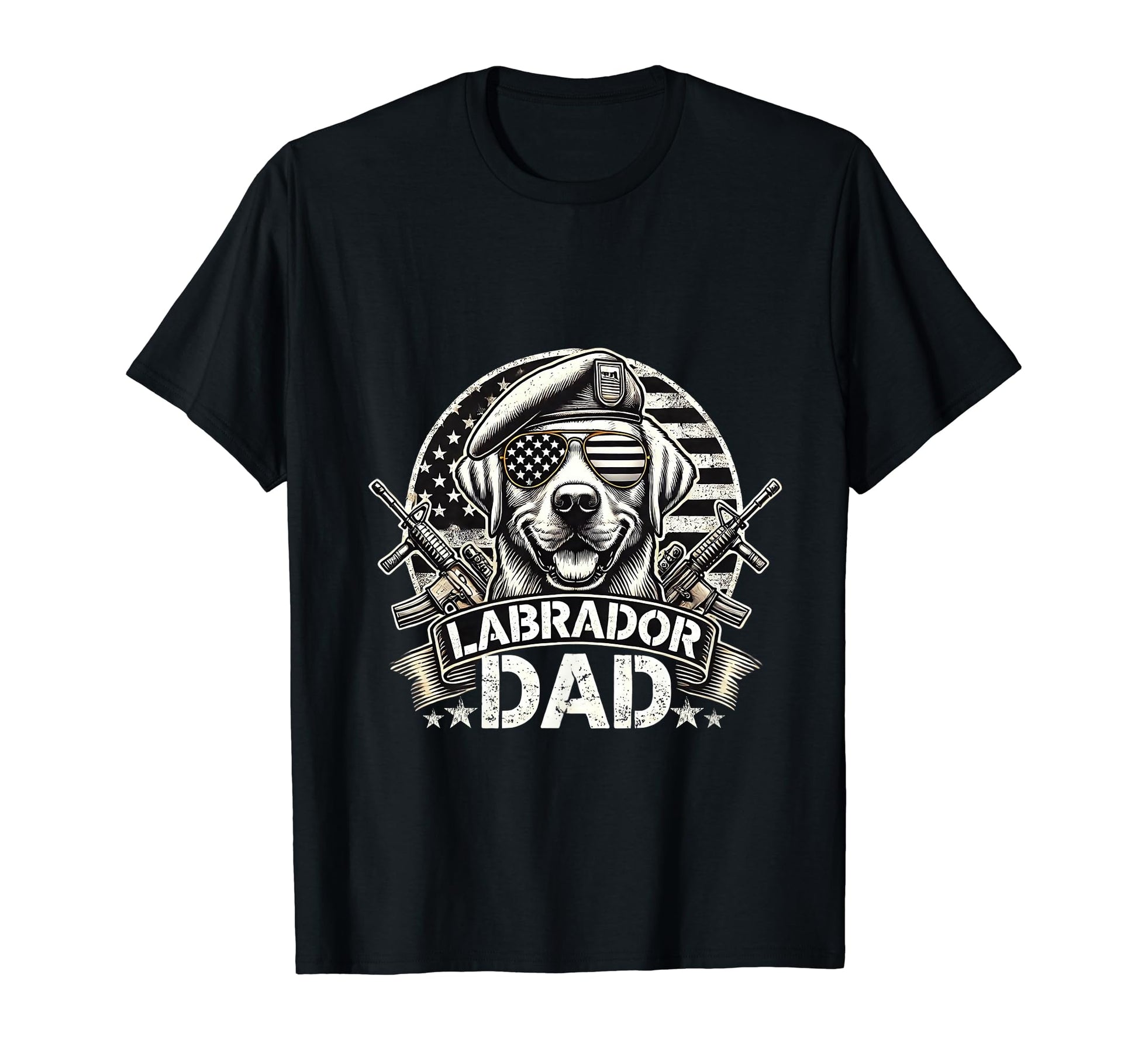 Labrador Dad K9 Military Gear Us Flag T-Shirt - Novelty Apparel for Adults - T-Shirt, Sweatshirt, Hoodie