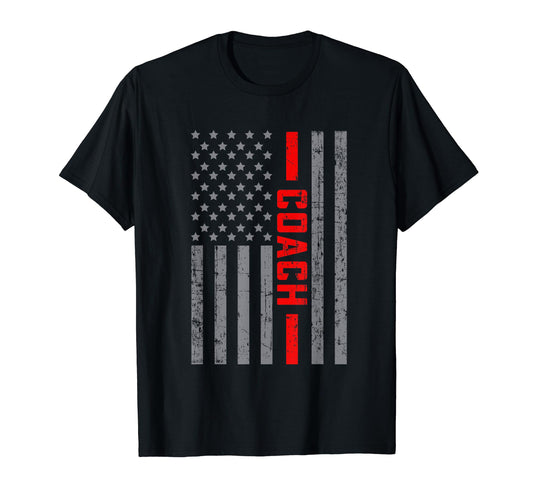 American Flag Coach Us Flag Dad T-Shirt - Minimalist Print for Adults - T-Shirt, Sweatshirt, Hoodie