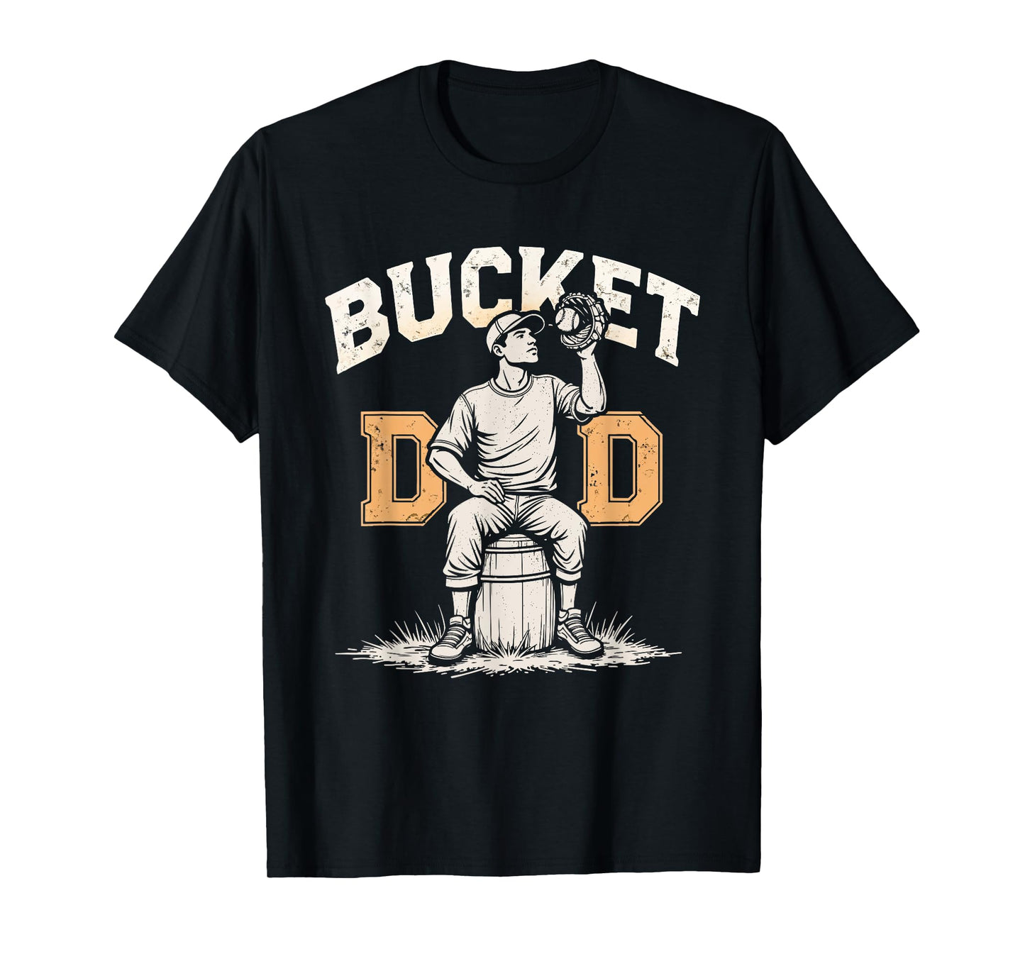 Bucket Dad Softball Dad Baseball T-Shirt - Fun Novelty Design for Adults - T-Shirt, Sweatshirt, Hoodie