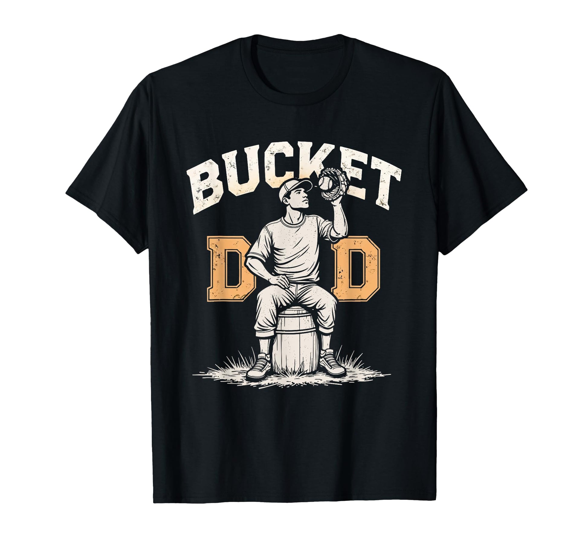 Bucket Dad Softball Dad Baseball T-Shirt - Fun Novelty Design for Adults - T-Shirt, Sweatshirt, Hoodie