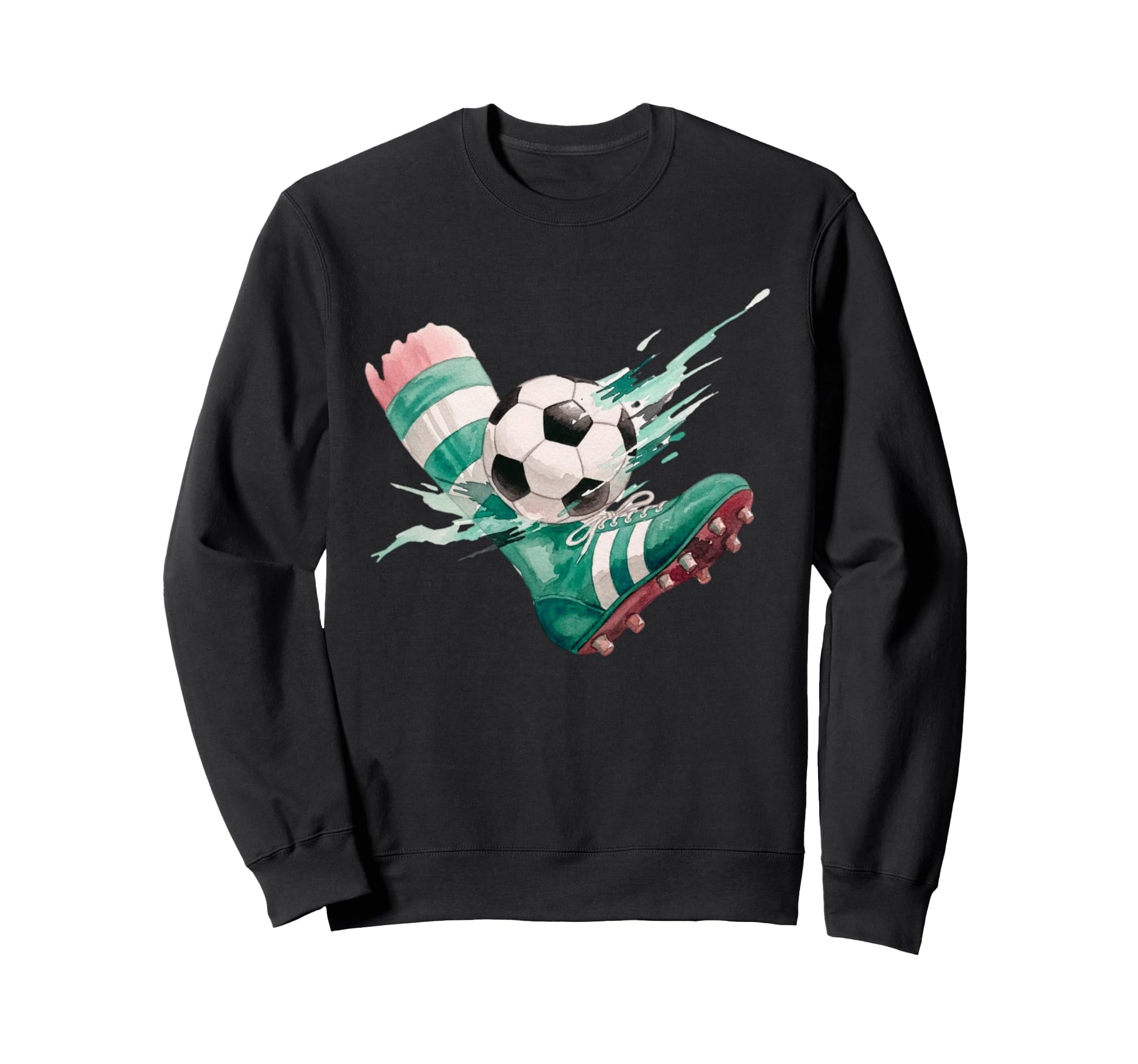 Watercolor Soccer Ball Action Kick Art Sweatshirt - Novelty Apparel Unisex - T-Shirt, Sweatshirt, Hoodie