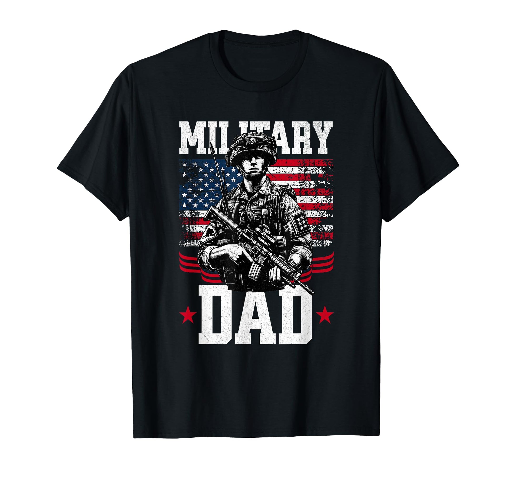 Military Dad Veteran Black T-Shirt - Minimalist Print Unisex - T-Shirt, Sweatshirt, Hoodie