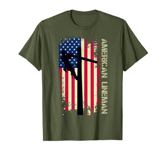 American Lineman Usa Flag Pride T-Shirt - Graphic Print for Adults - T-Shirt, Sweatshirt, Hoodie