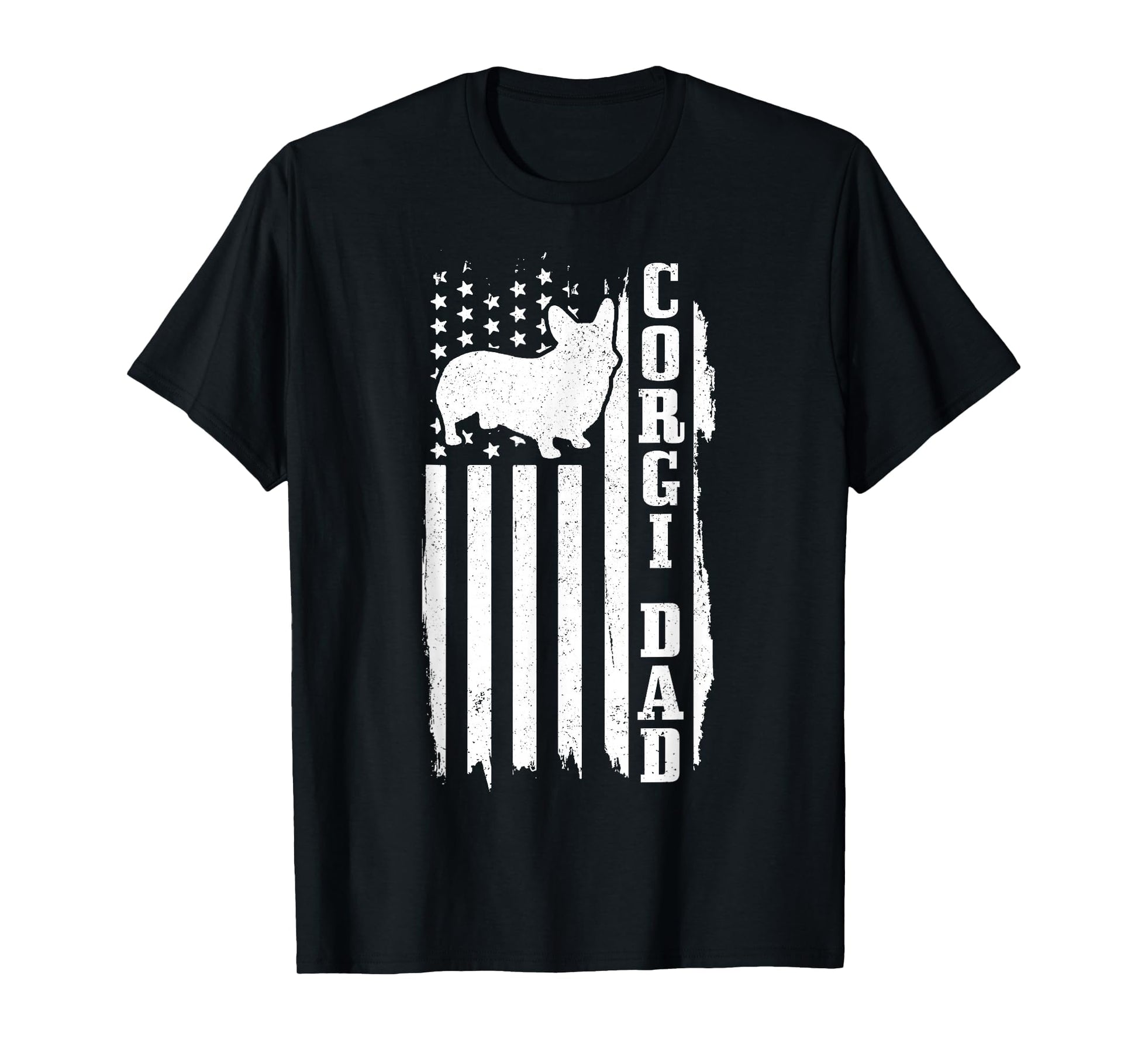 Corgi Dad American Flag Patriotic T-Shirt - Custom Art Print for Adults - T-Shirt, Sweatshirt, Hoodie