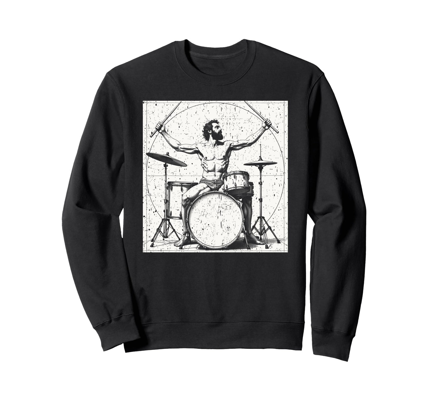 Drummer Da Vinci Drums Drawing Sweatshirt - Streetwear Style for Adults - T-Shirt, Sweatshirt, Hoodie