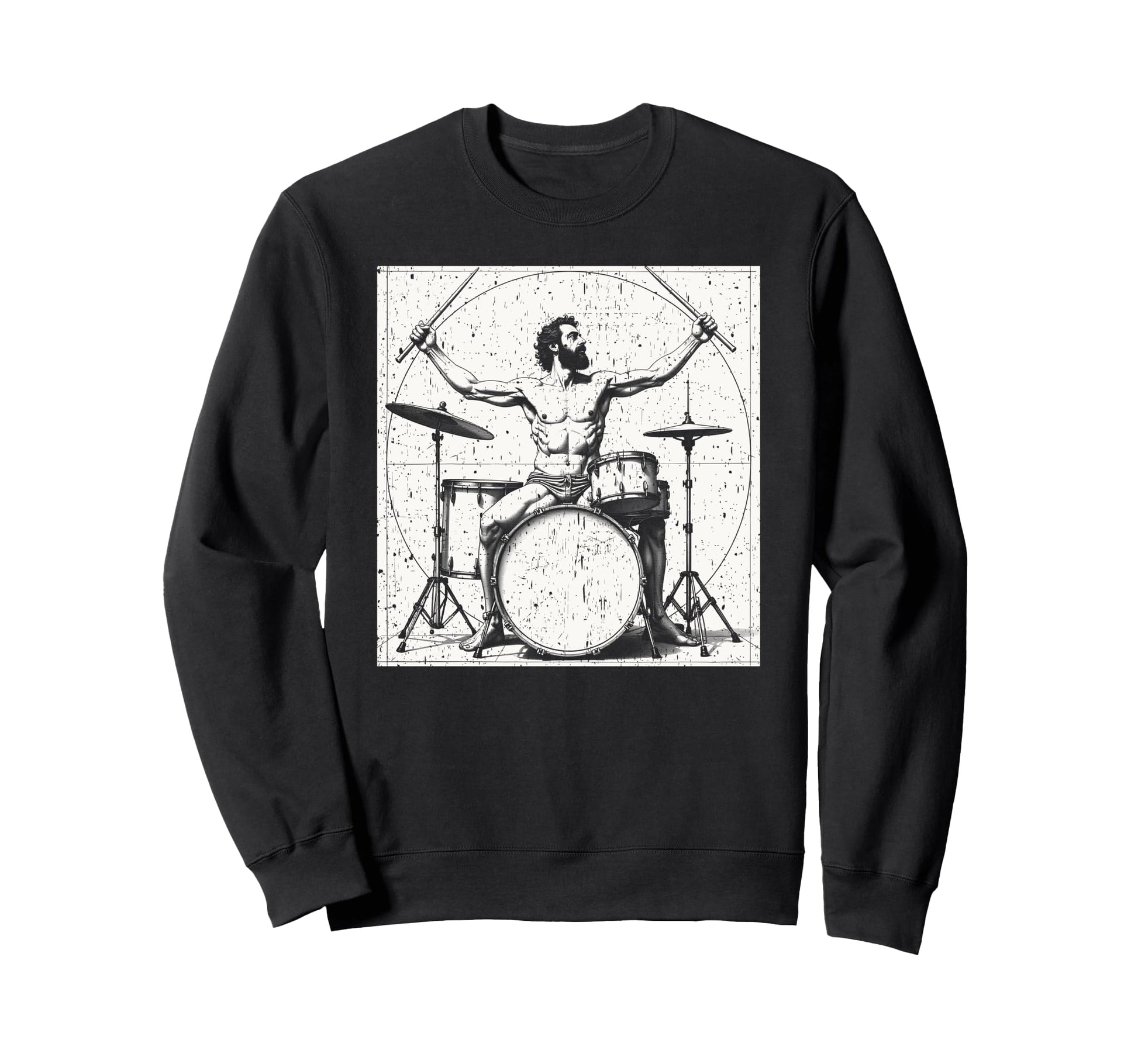 Drummer Da Vinci Drums Drawing Sweatshirt - Streetwear Style for Adults - T-Shirt, Sweatshirt, Hoodie