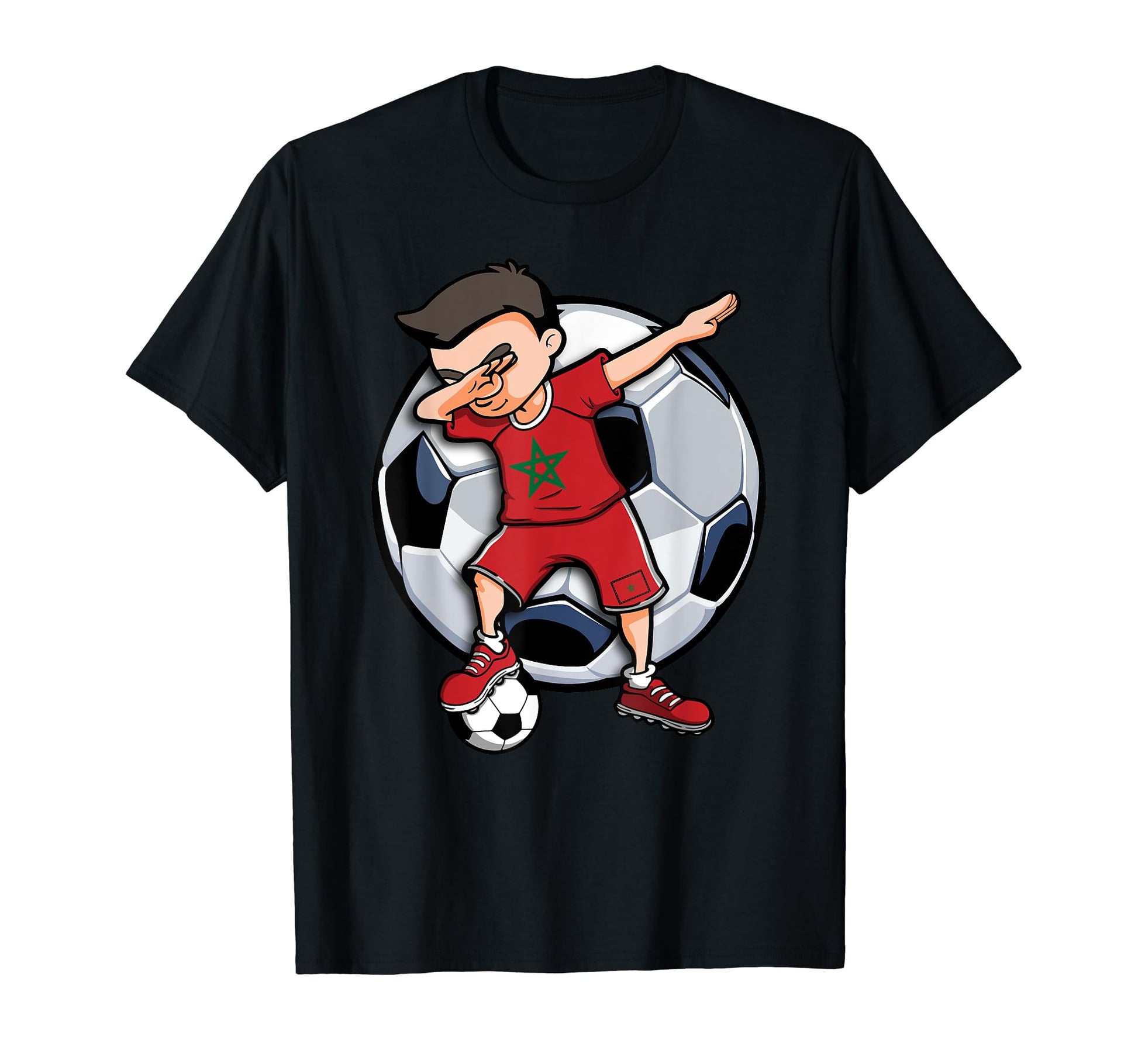 Dabbing Soccer Morocco Football Fan T-Shirt - Minimalist Print Unisex - T-Shirt, Sweatshirt, Hoodie