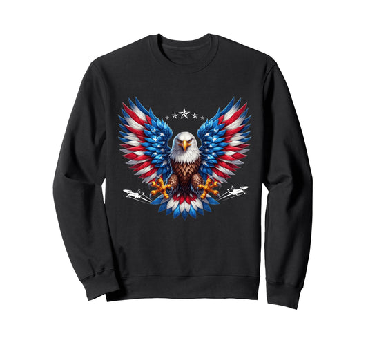 American Flag Bald Eagle 4Th Sweatshirt - Fun Novelty Design Men Women - T-Shirt, Sweatshirt, Hoodie