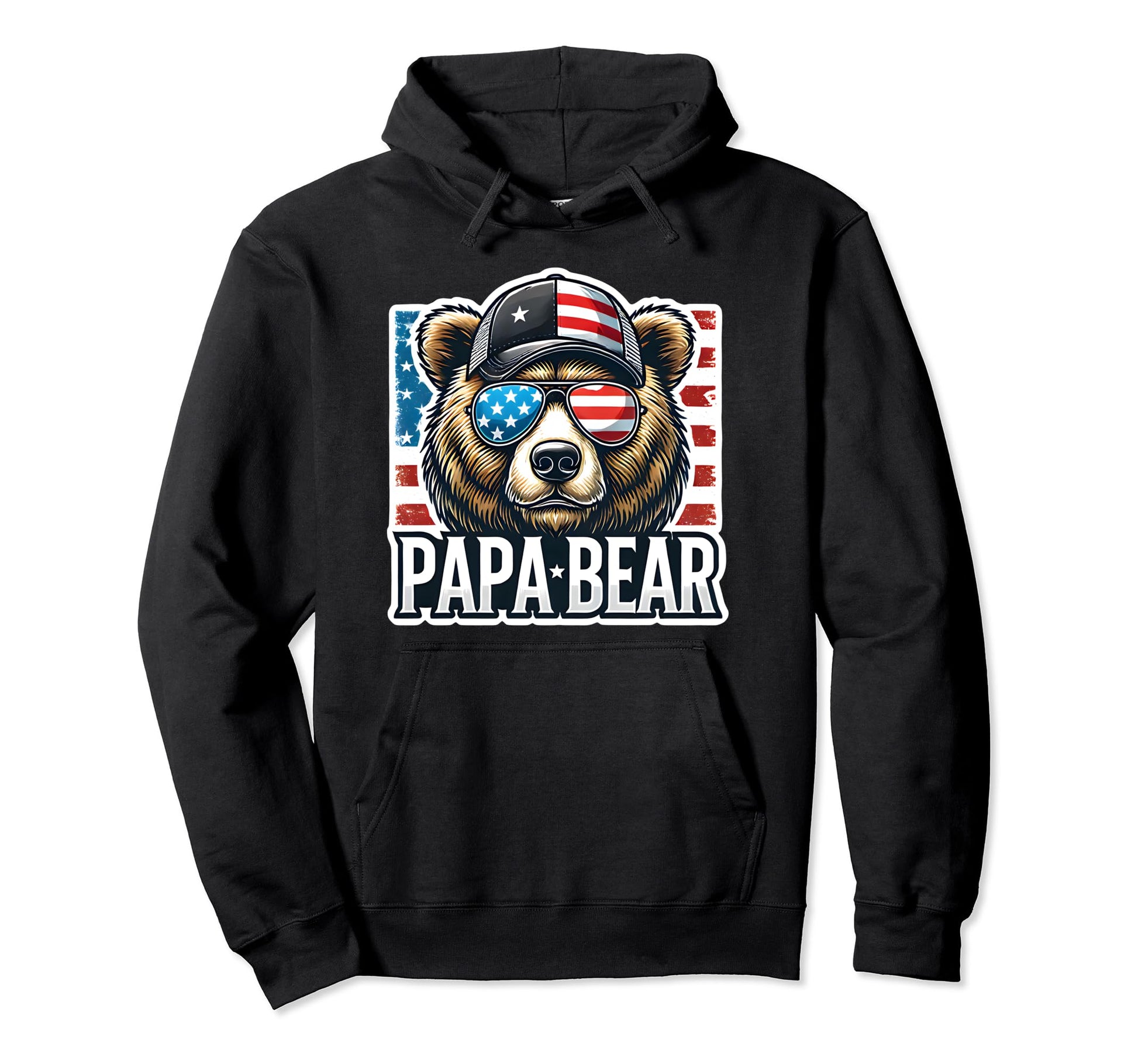 Papa Bear Funny Fathers Day Usa Hoodie - Unique Graphic for Adults - T-Shirt, Sweatshirt, Hoodie