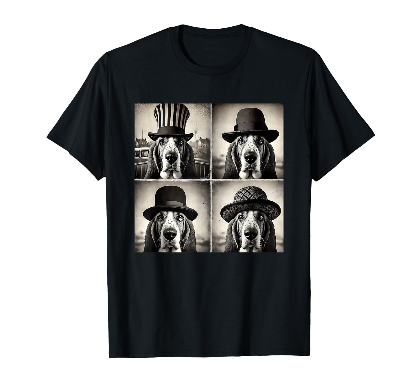 Basset Hound Weird Hat And Funny Art T-Shirt - Novelty Apparel Men Women - T-Shirt, Sweatshirt, Hoodie