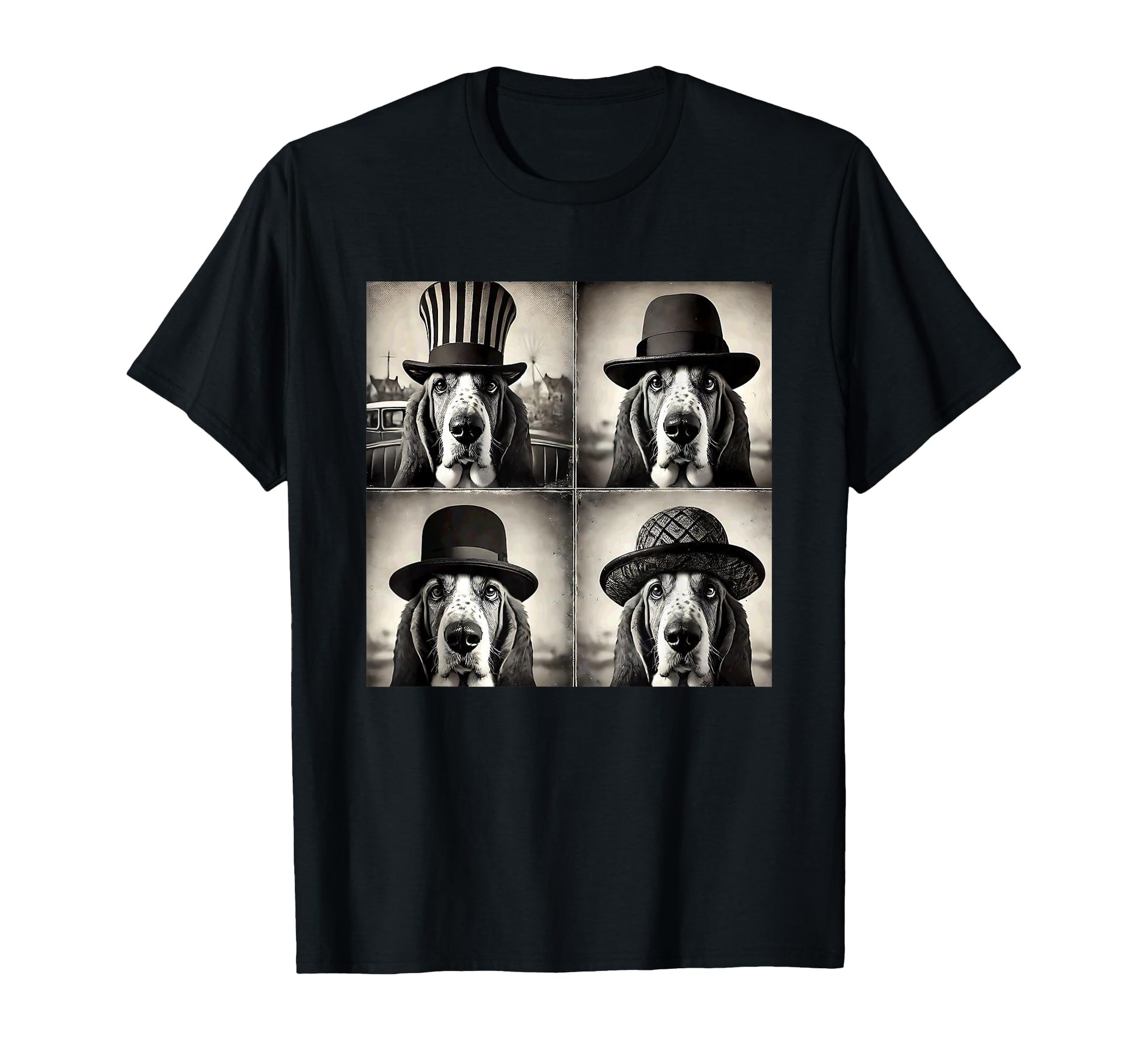 Basset Hound Weird Hat And Funny Art T-Shirt - Novelty Apparel Men Women - T-Shirt, Sweatshirt, Hoodie