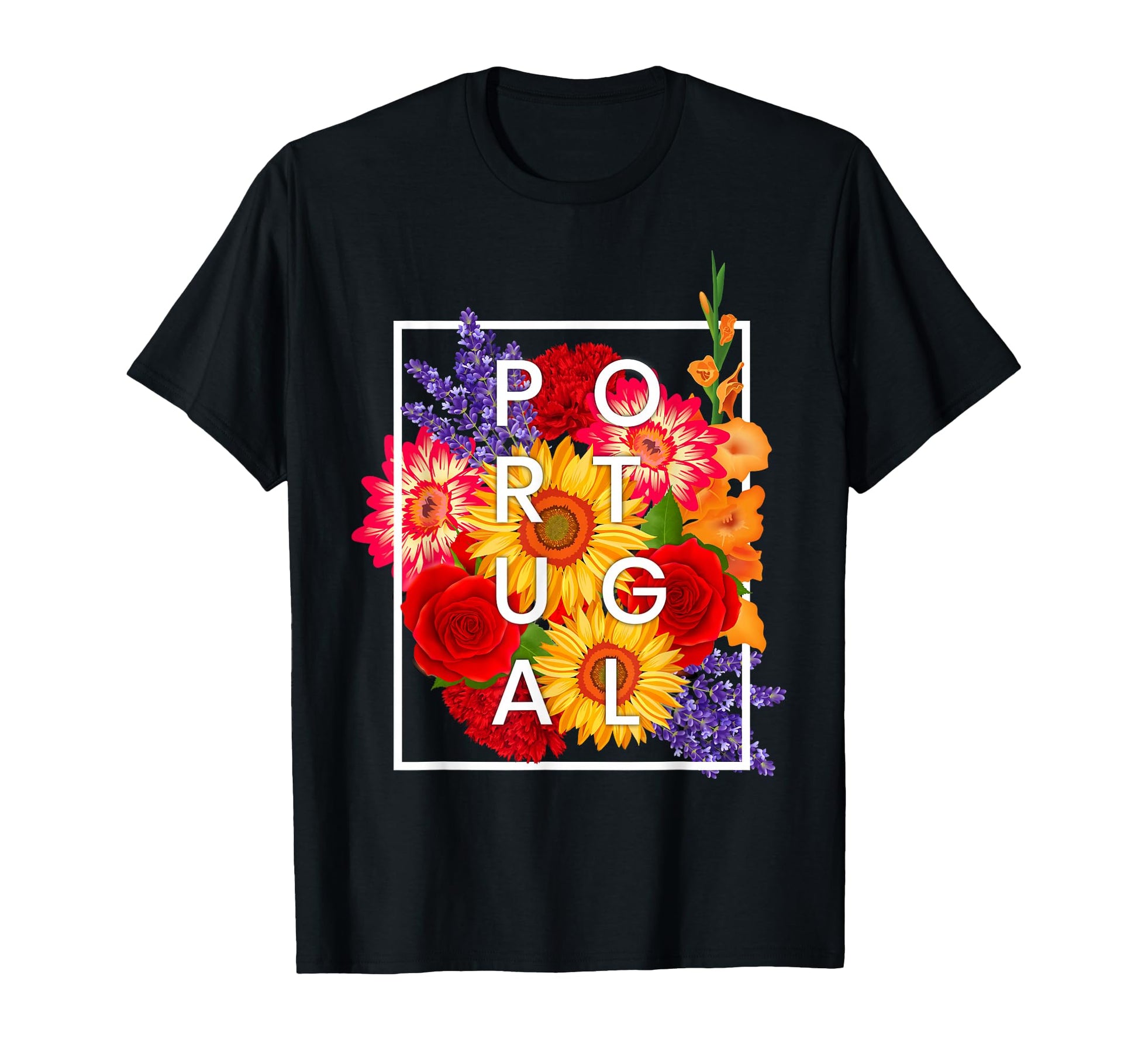 Flowers Portugal Word Art Portuguese Pride T-Shirt - Trendy Graphic Unisex - T-Shirt, Sweatshirt, Hoodie