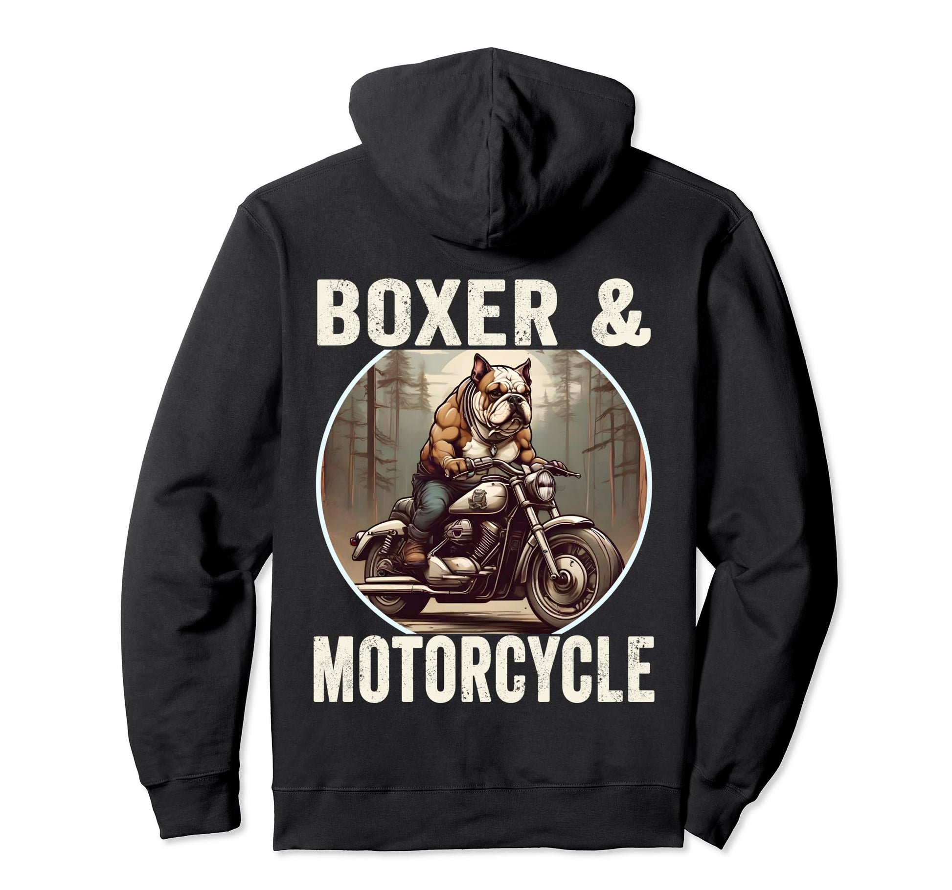 Boxer And Motorcycle Dog Lovers Hoodie - Casual Everyday Wear Men Women - T-Shirt, Sweatshirt, Hoodie