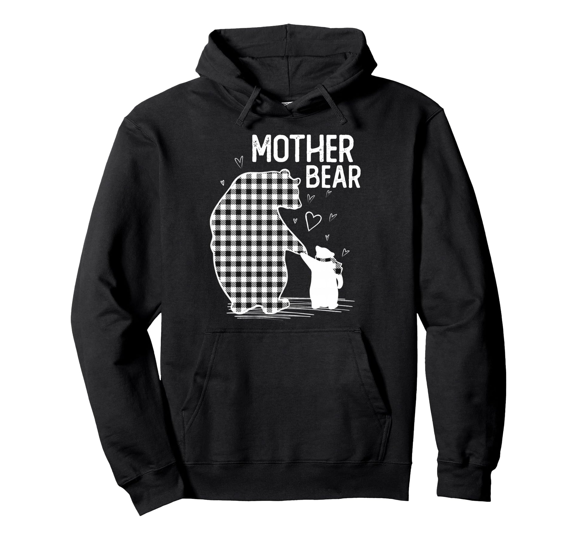 Mother Bear Pajama Grey Buffalo Plaid Hoodie - Streetwear Style for Adults - T-Shirt, Sweatshirt, Hoodie
