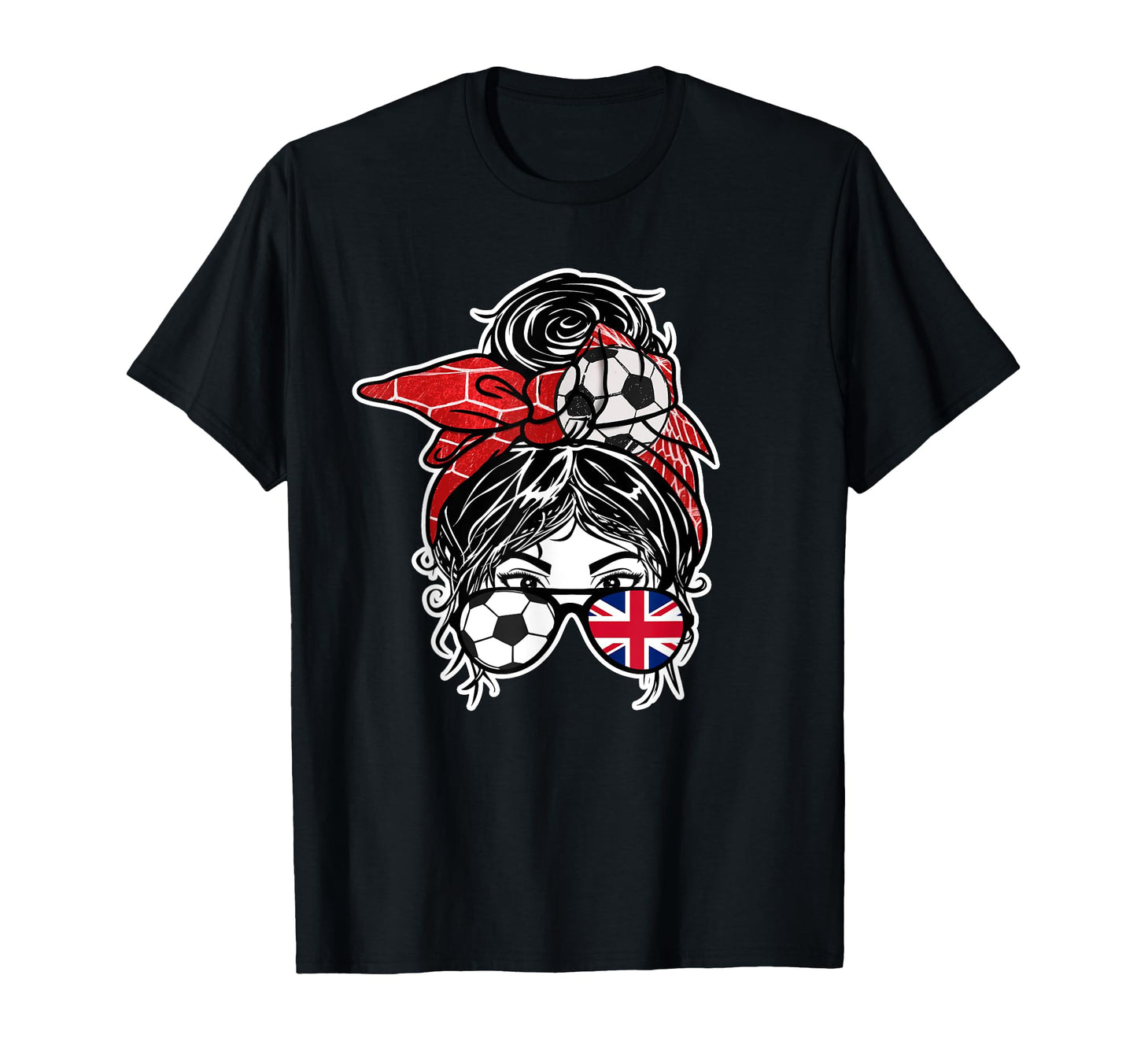 Messy Bun Hair British Soccer Great T-Shirt - Aesthetic Graphic for Adults - T-Shirt, Sweatshirt, Hoodie