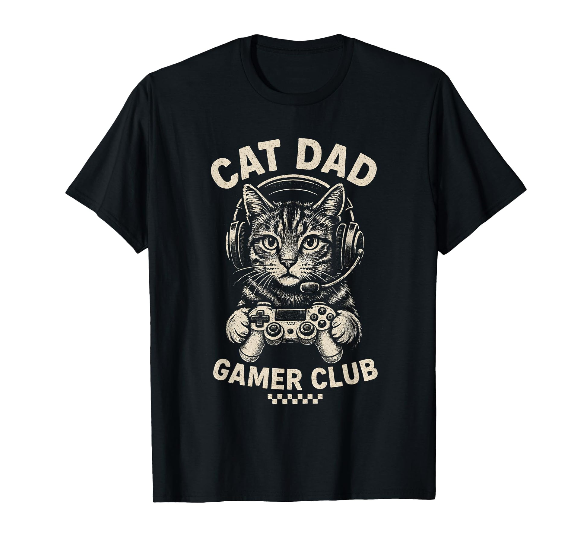 Cat Dad Gamer Club Video Games Gaming Cat T-Shirt - Unique Graphic Unisex - T-Shirt, Sweatshirt, Hoodie