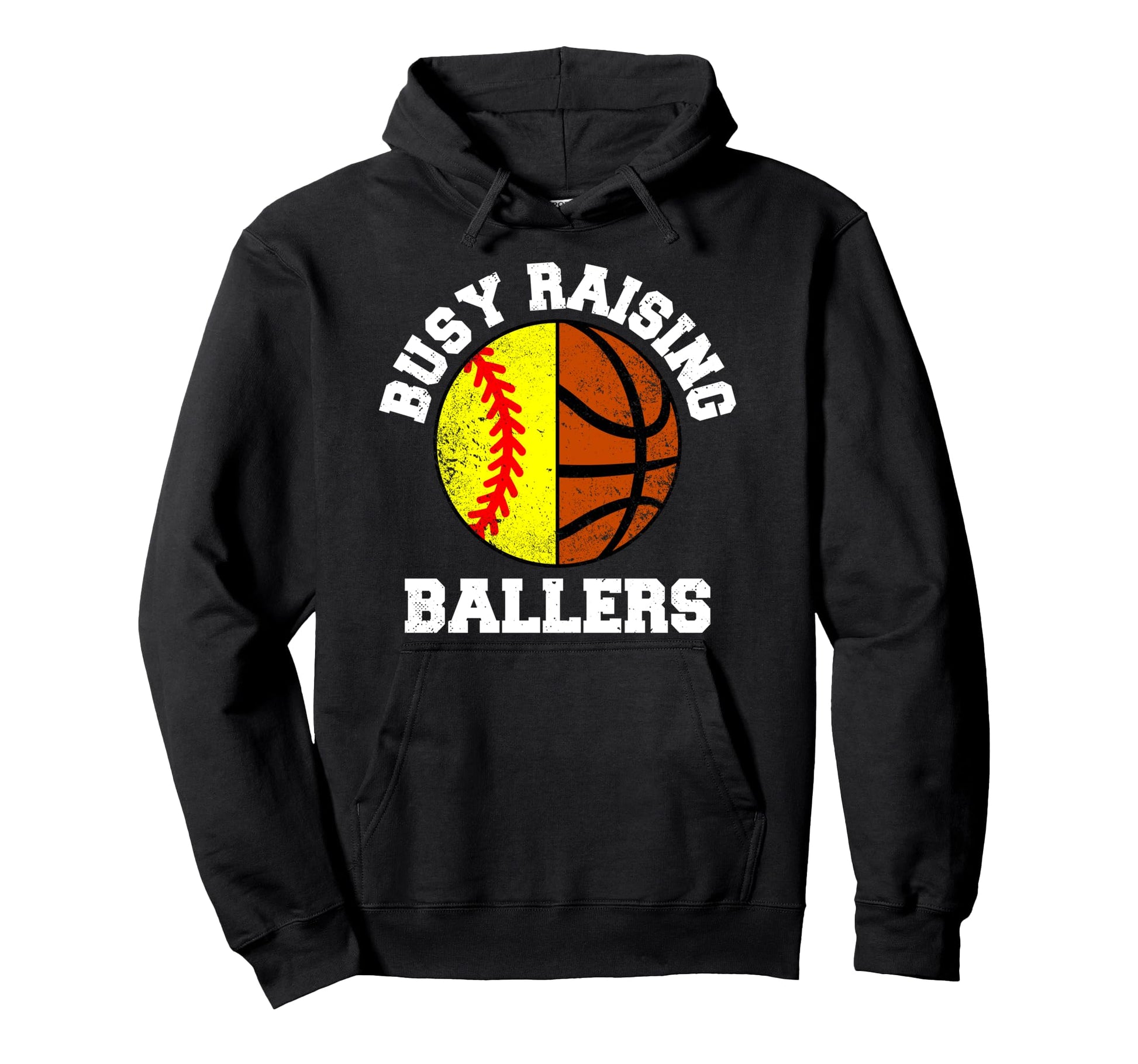 Busy Raising Ballers Funny Softball Hoodie - Graphic Print Men Women - T-Shirt, Sweatshirt, Hoodie