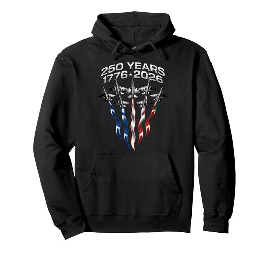 250 Anniversary Usa Patriotic Flag Hoodie - Casual Everyday Wear Unisex - T-Shirt, Sweatshirt, Hoodie