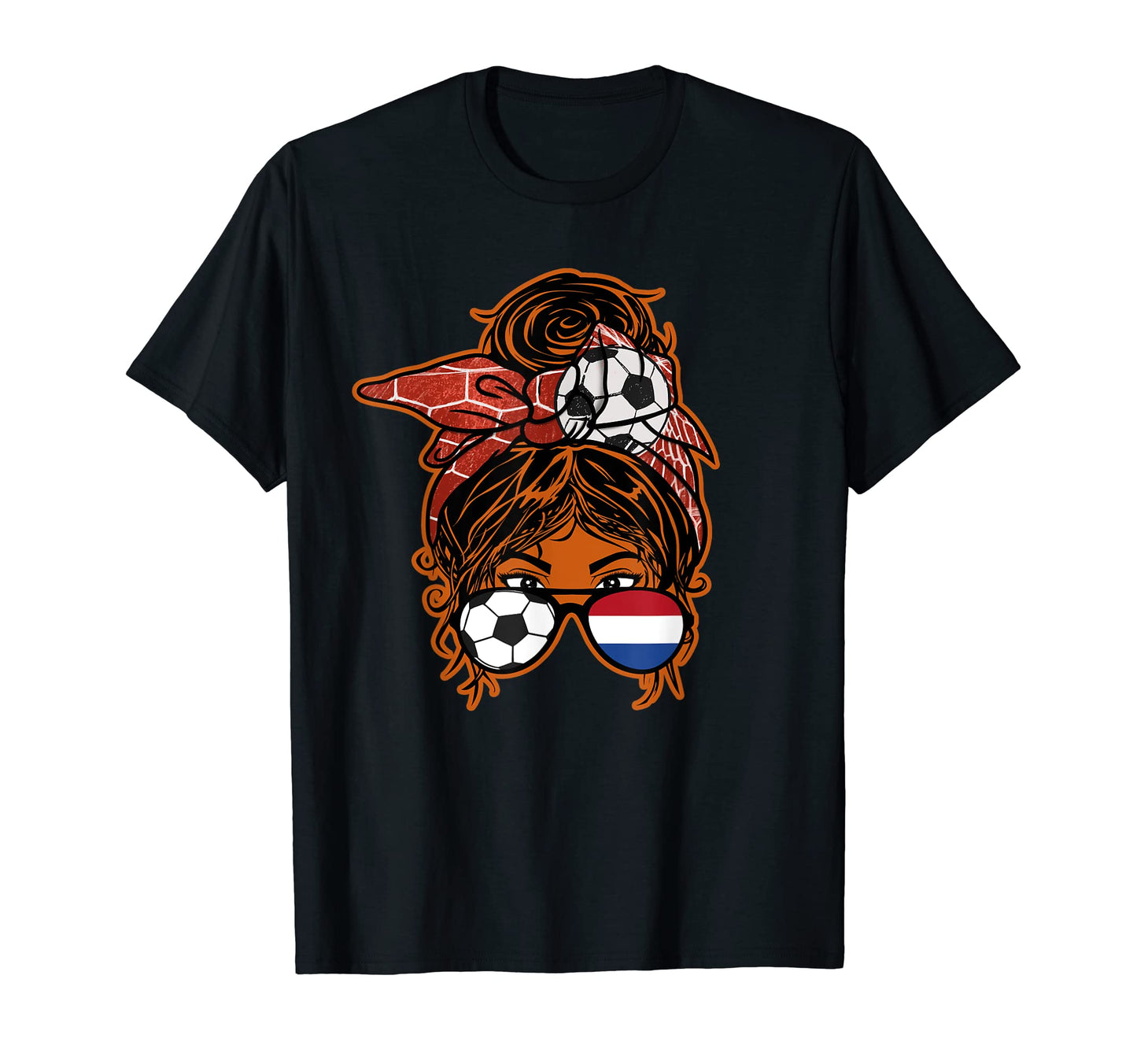Messy Bun Hair Brown Skin Soccer T-Shirt - Unique Graphic Unisex - T-Shirt, Sweatshirt, Hoodie