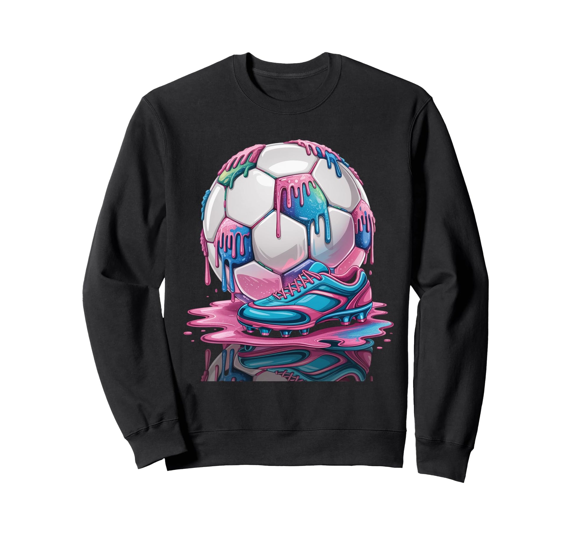Soccer Ball Drip Ice Cream Drip Sweatshirt - Fun Novelty Design Men Women - T-Shirt, Sweatshirt, Hoodie