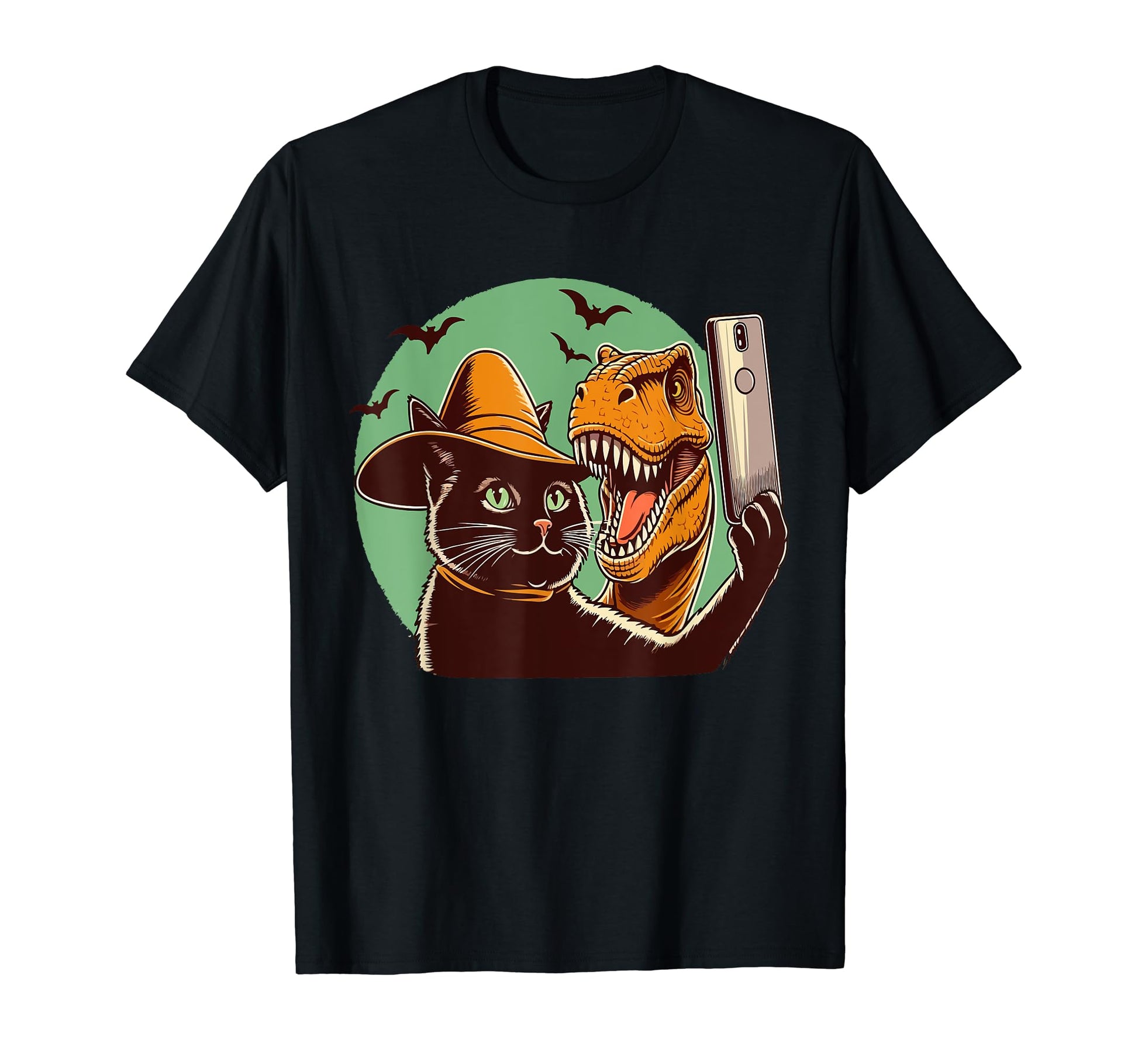 Cat Selfie Dinosaur Funny Cat Cowboy T-Shirt - Unique Graphic for Adults - T-Shirt, Sweatshirt, Hoodie